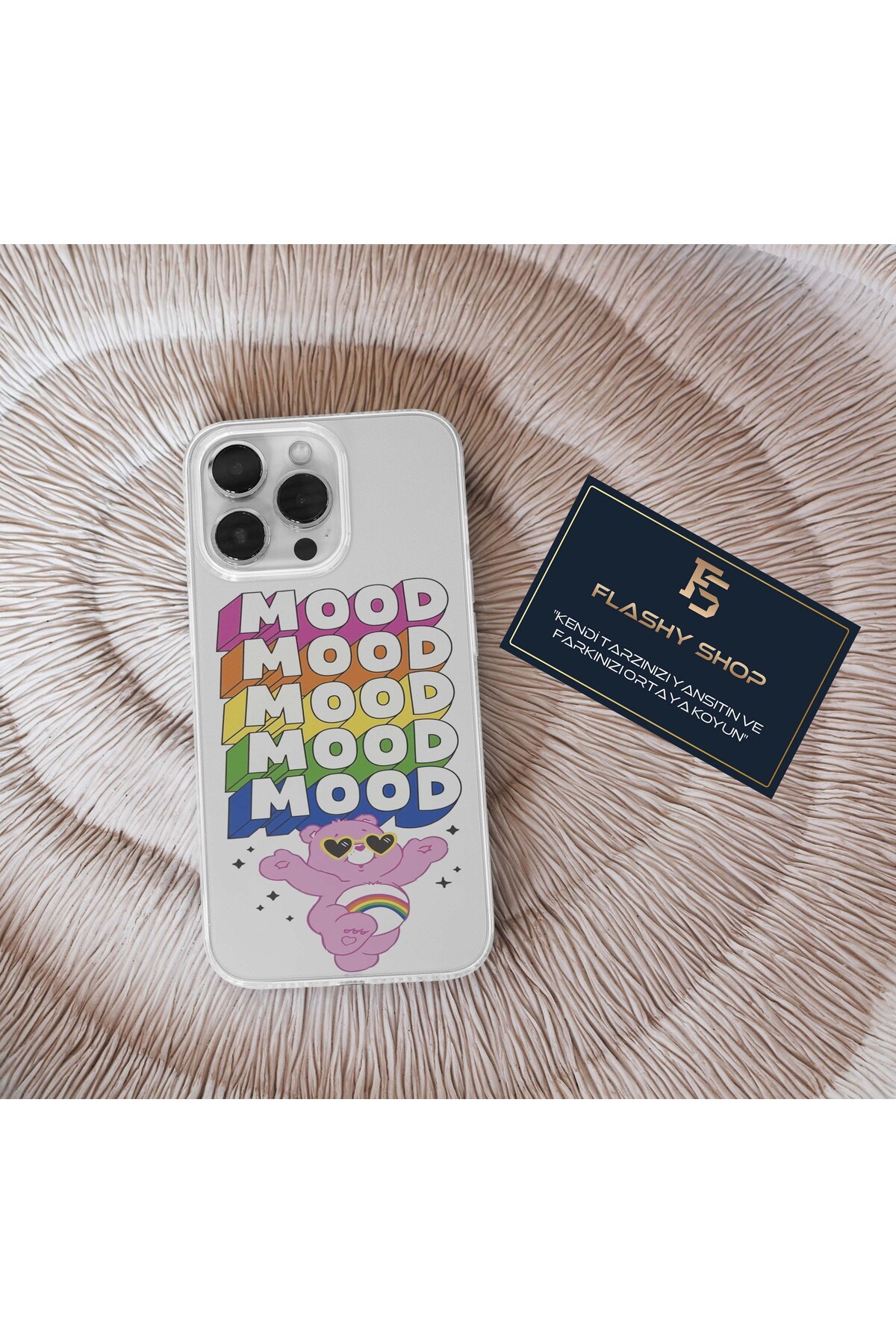 Transparent Case with Positive Mood Teddy Bear Design for Samsung Galaxy A35