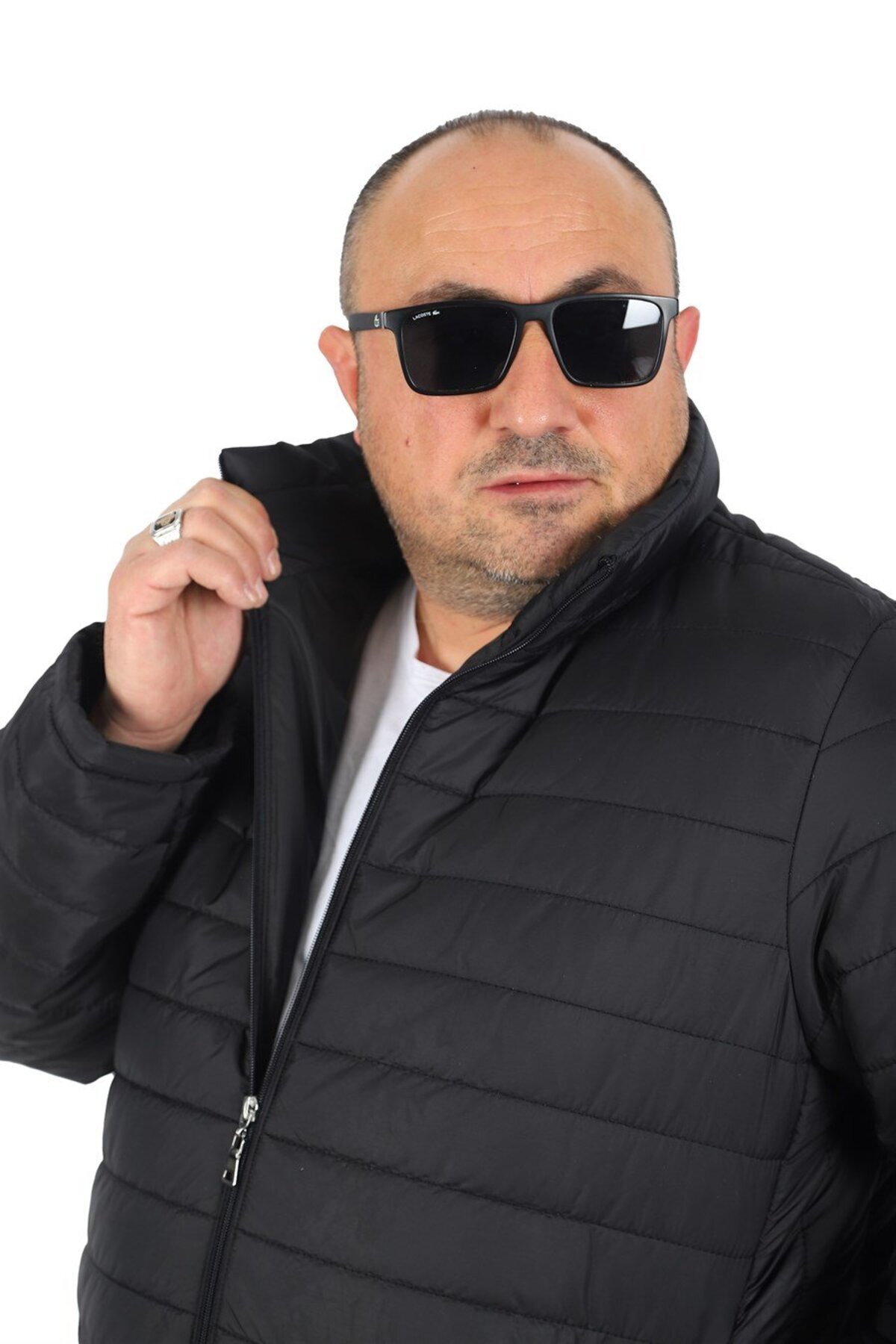 کاپشن سایز بزرگ مردانه مشکی MEYASU | BATTAL-MONT اورجینال - تصویر 2