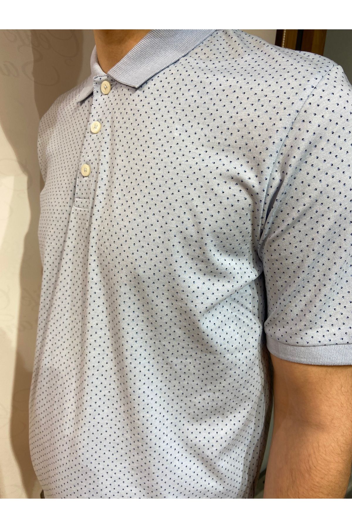 تی شرت یقه پولو آبی مردانه YAKA AOP POLO SS Jack Jones Jack & Jones