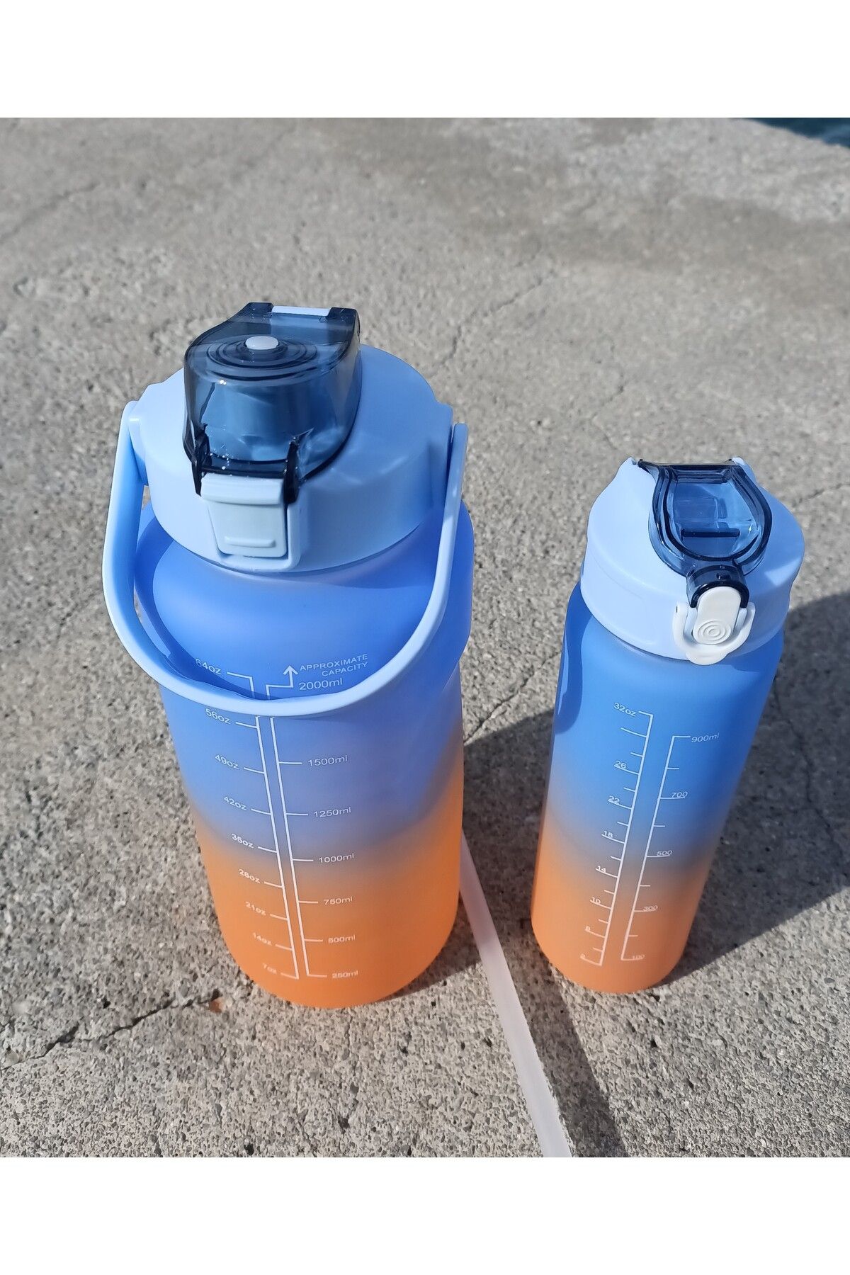 Motivasyonel 2'li Sporcu Motivasyon Su Matarası  2 LT + 600 ML  Dayanıklı