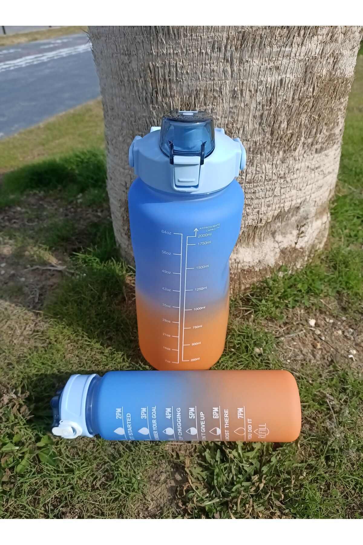 Motivasyonel 2'li Sporcu Motivasyon Su Matarası  2 LT + 600 ML  Dayanıklı