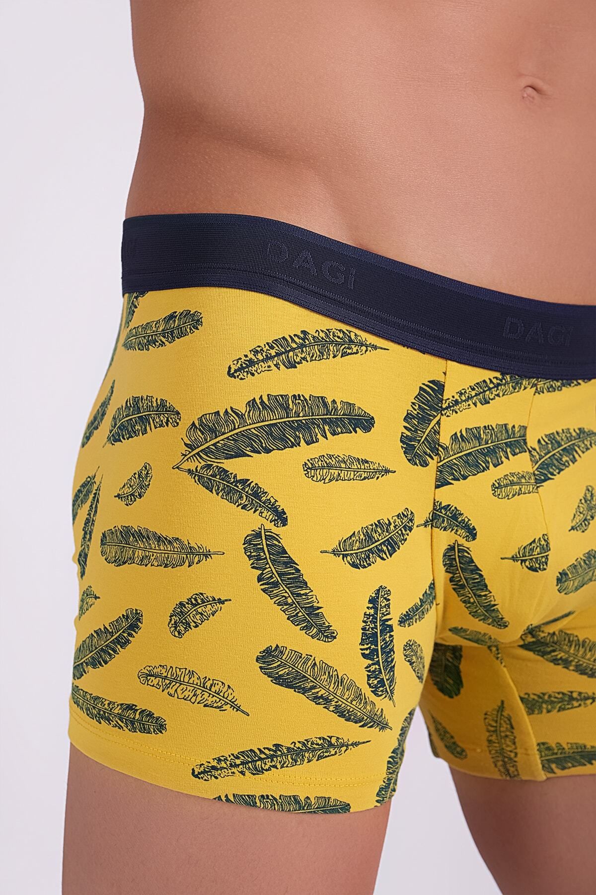 Dagi-Yellow Compact Leaf Pattern Boxer 4