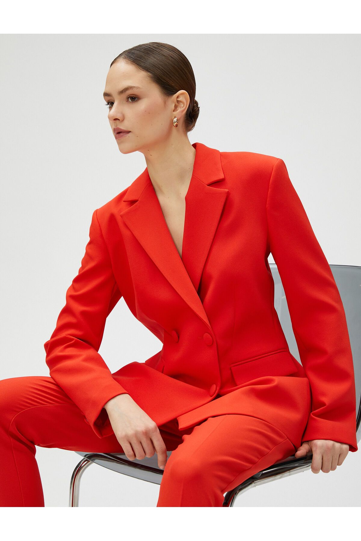 Zara red outlet blazer jacket