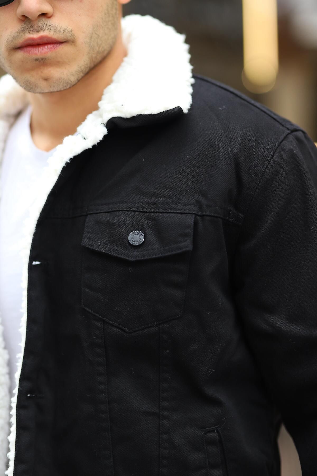 Denim jacket for 2025 men with fur
