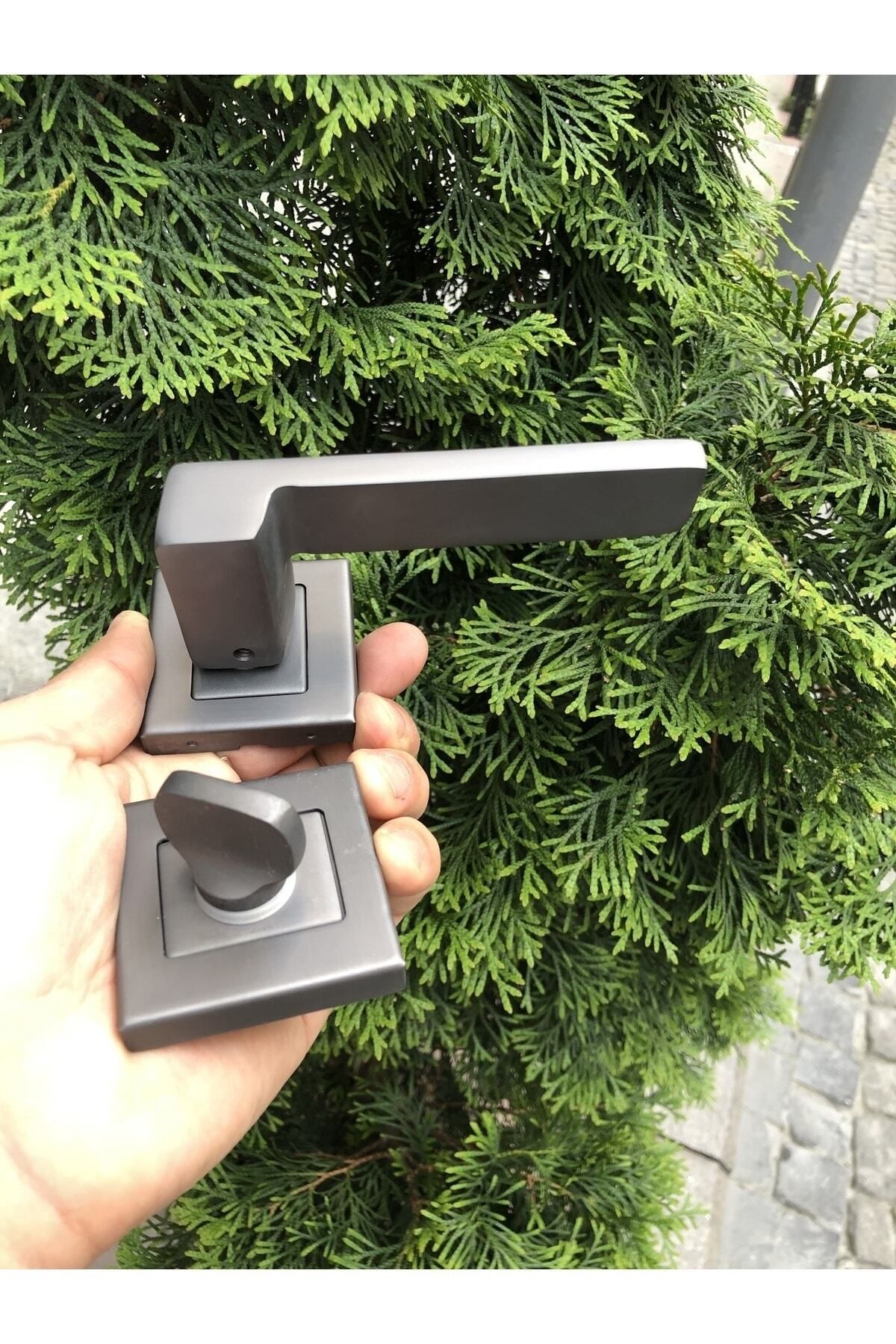 İyem-Πολυτελής λαβή πόρτας Phoenix Square Rosette (WC-Μπάνιο) Matte Andresite 4