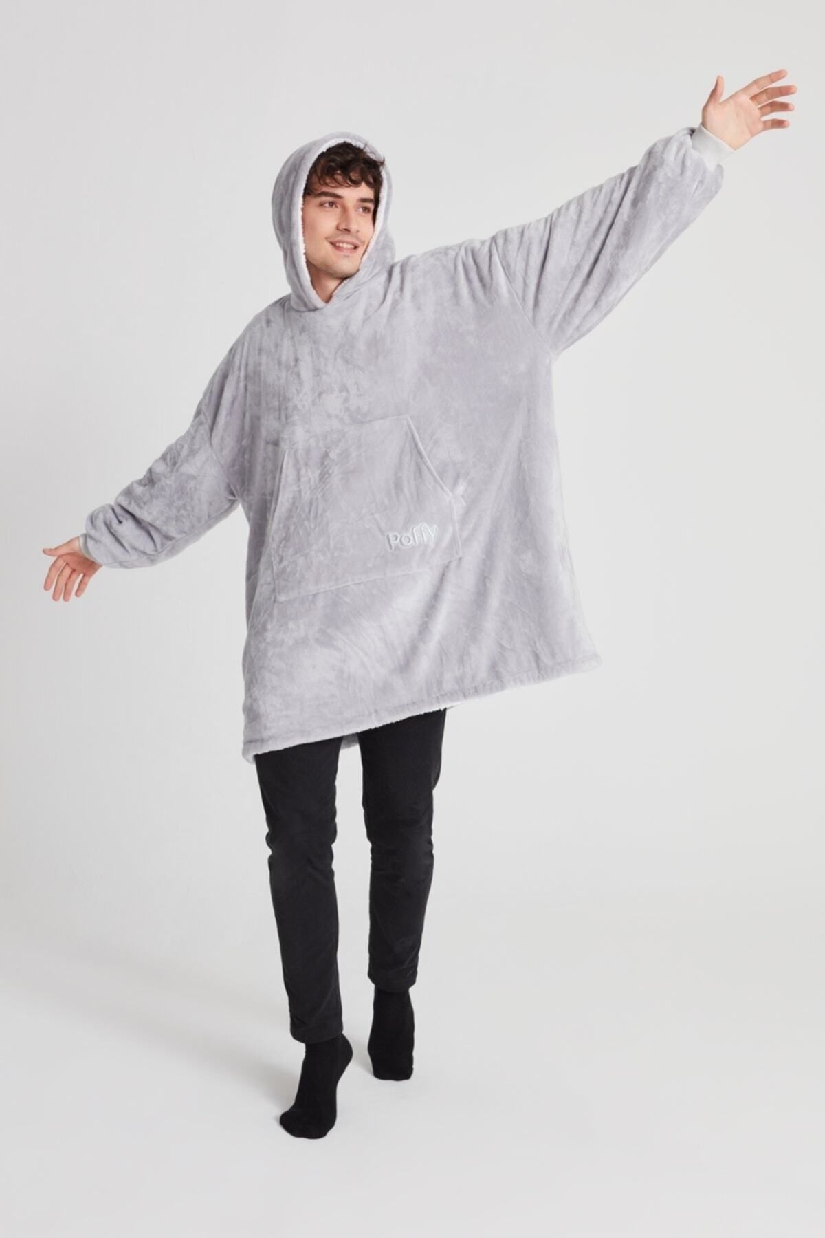POFFY-Oversize Wearable Blanket ONE SIZE SO COMFORTABLE Unisex Hoodie Plush Hooded Sweatshirt 4