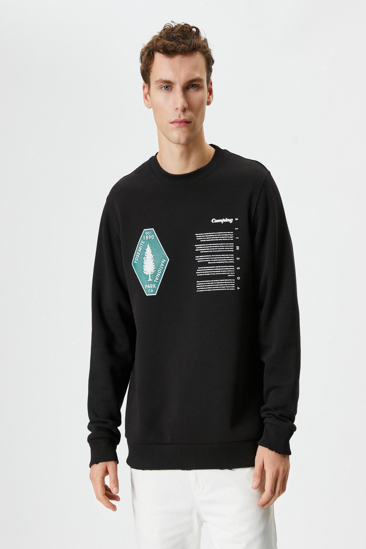 سویشرت مردانه مشکی کوتون | 4WAM70419MK اورجینال - تصویر 3