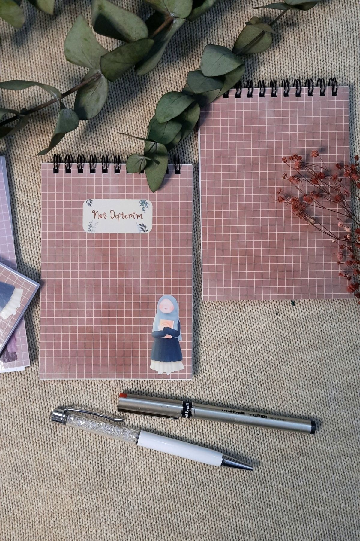 Burak Baskı Tasarım-Green Hijab / A-6 Wire Spirally Squares Notepad, Memo Pad & Notepads 3