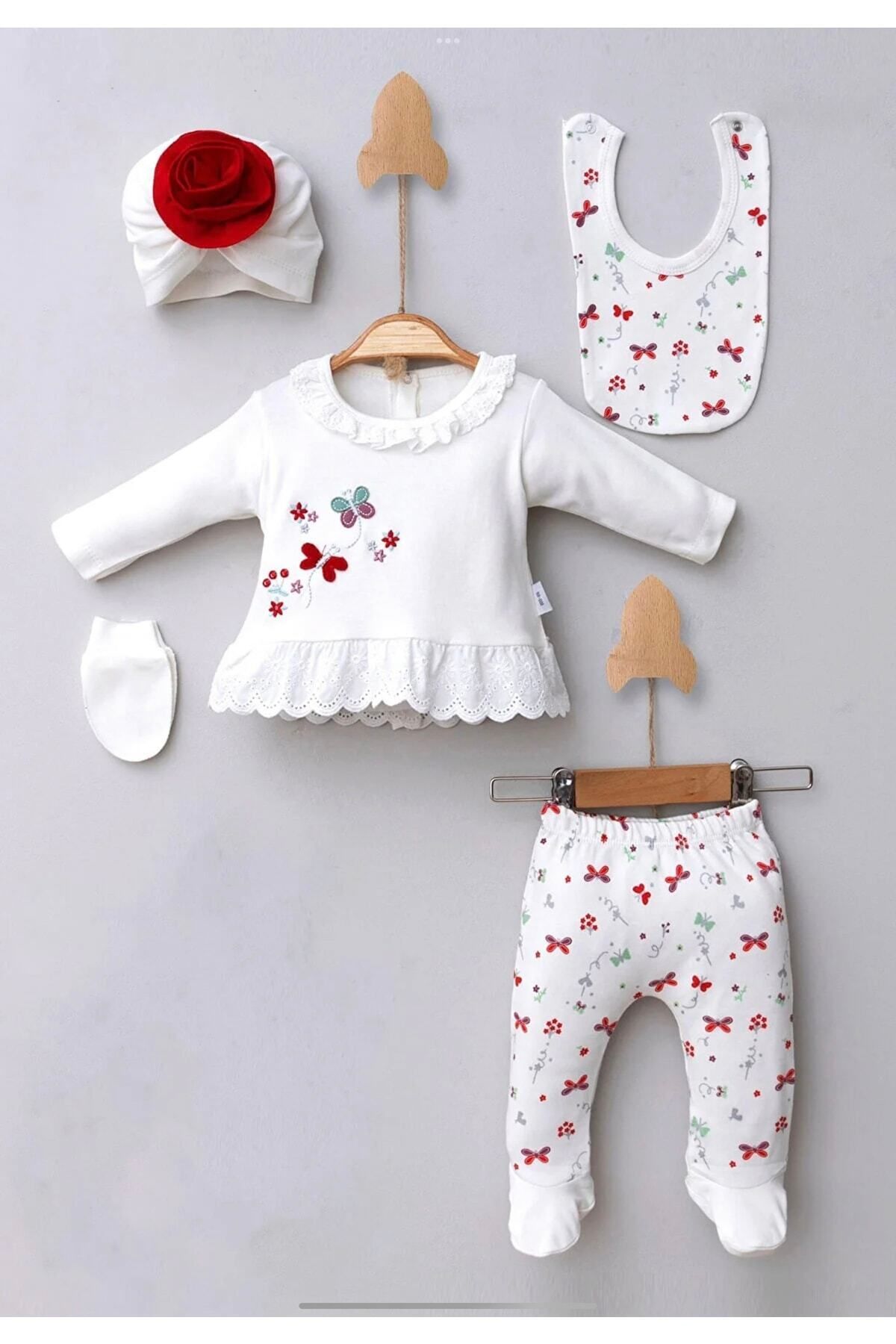 Cherub Baby Lace Collar Butterfly Baby Girl 5 Piece Hospital