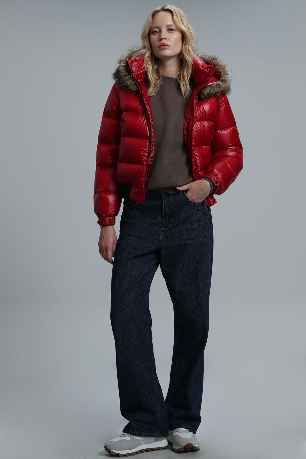 Dark red new arrivals womens coat
