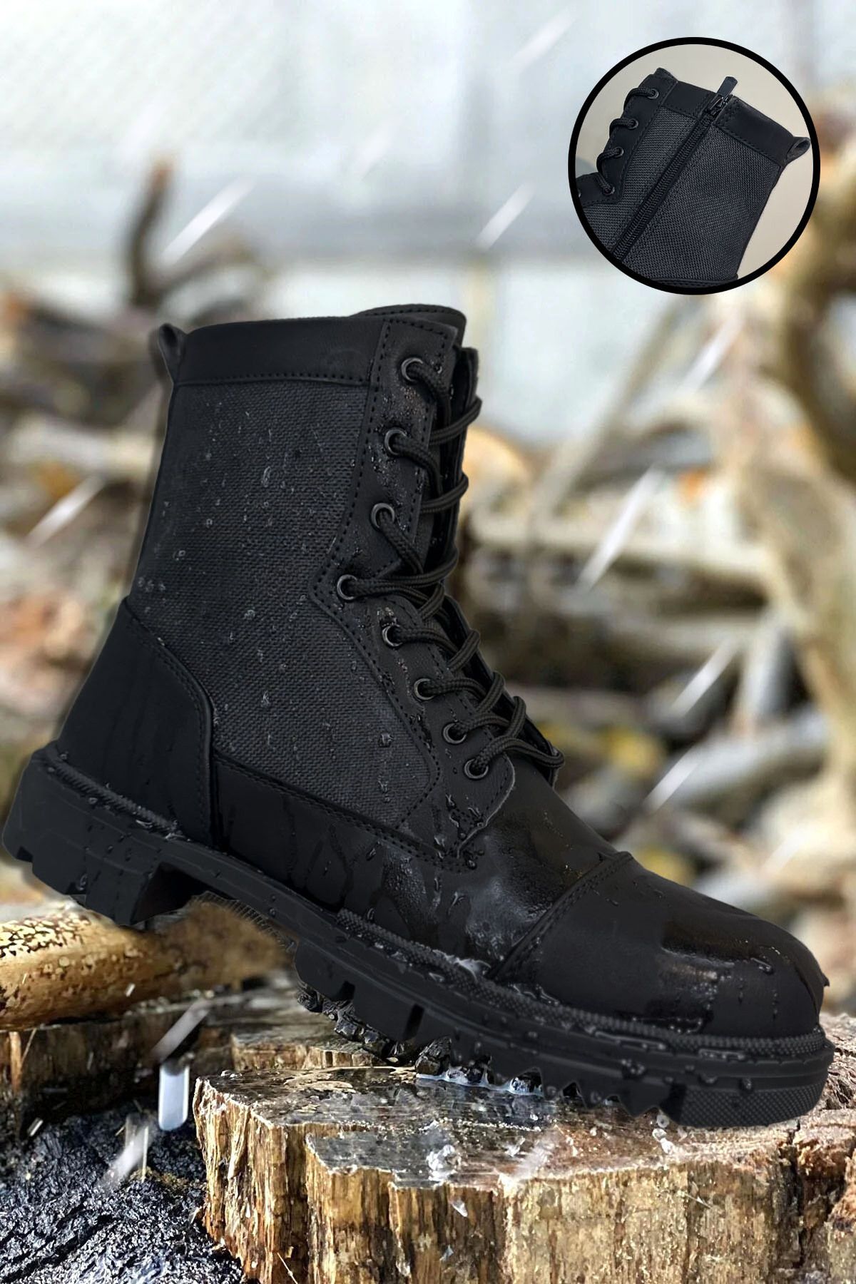 Stiletto top combat boots