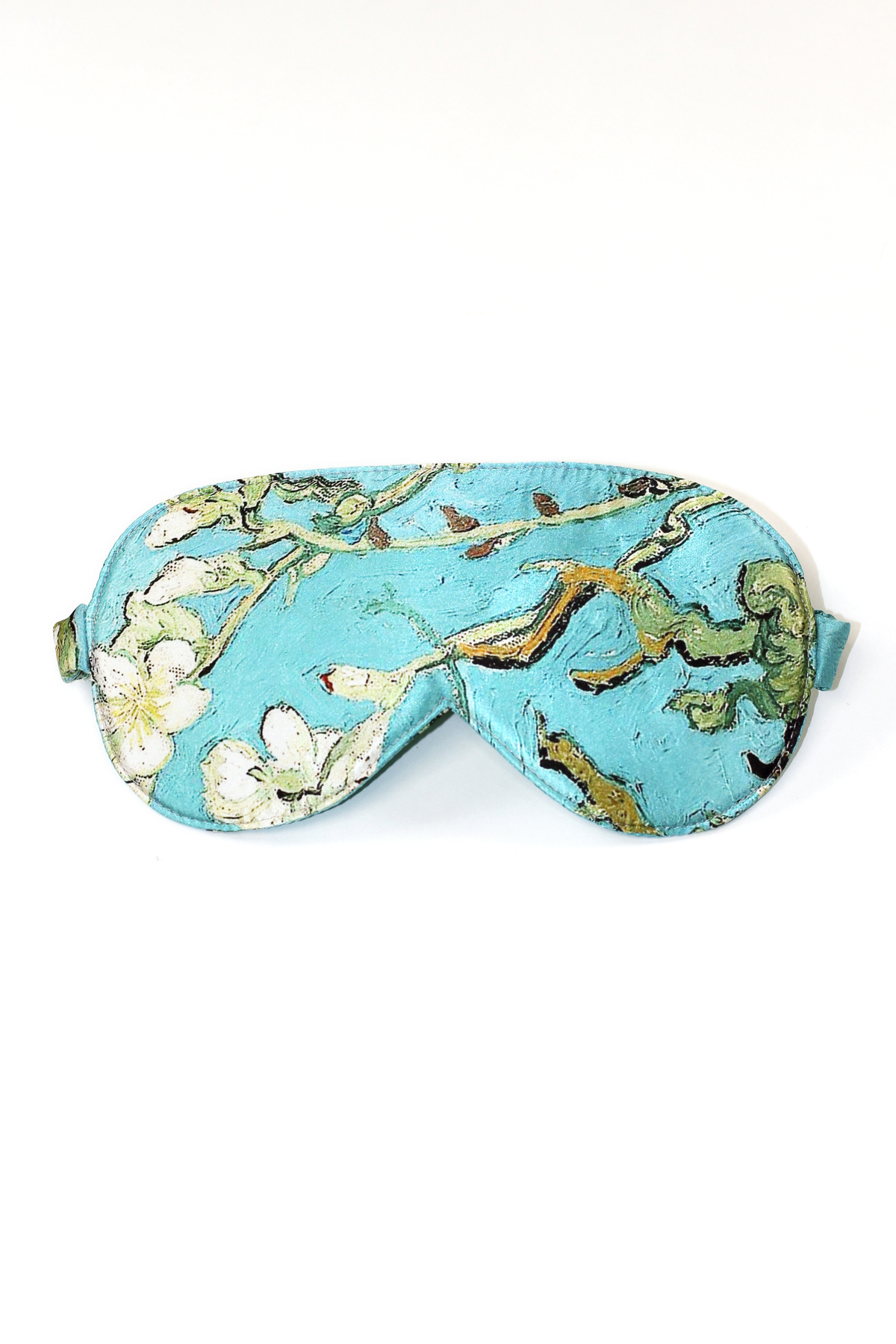Nomads Felt Işık Geçirmez %100 16 Mm Dut Ipeği Uyku Maskesi Göz Bandı | Van Gogh Badem Ağacı Desen | Turkuaz |