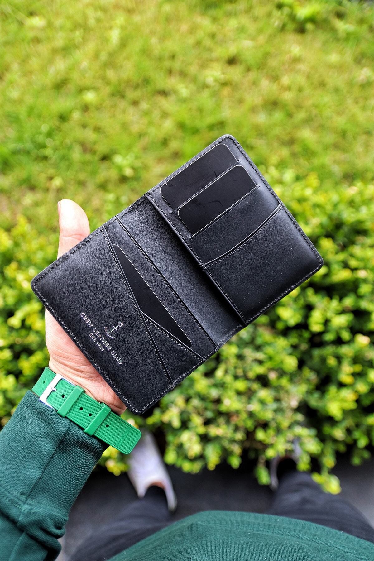 کارت دار مردانه و زنانه چرمی سیاه چاپی پیتون Crew Leather