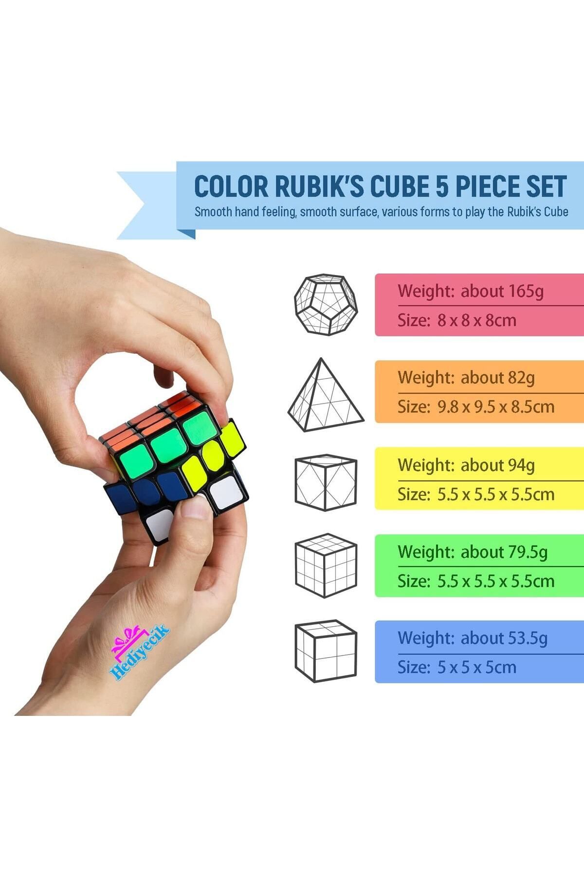 hediyecik-Intelligence Cube Set 2X2,3X3,Pyramid,Skewb,Megaminx Speed Cube Set 5