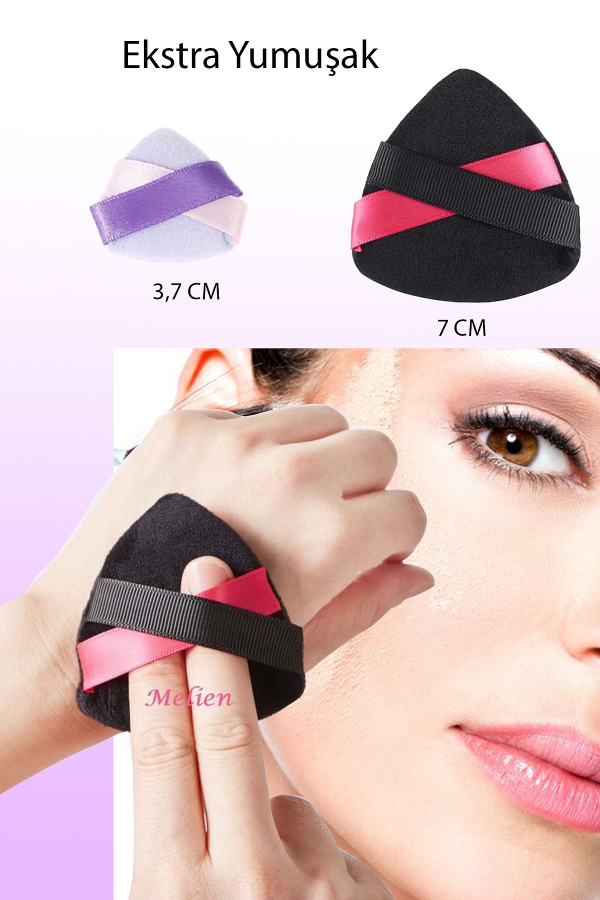 1 عدد مشکی 1 عدد فونداسیون آرایشی پارچه ای اسفنجی پارچه ای برای آرایش صورت پف دار مخملی قابل شستشو با پنبه یاسی Melien