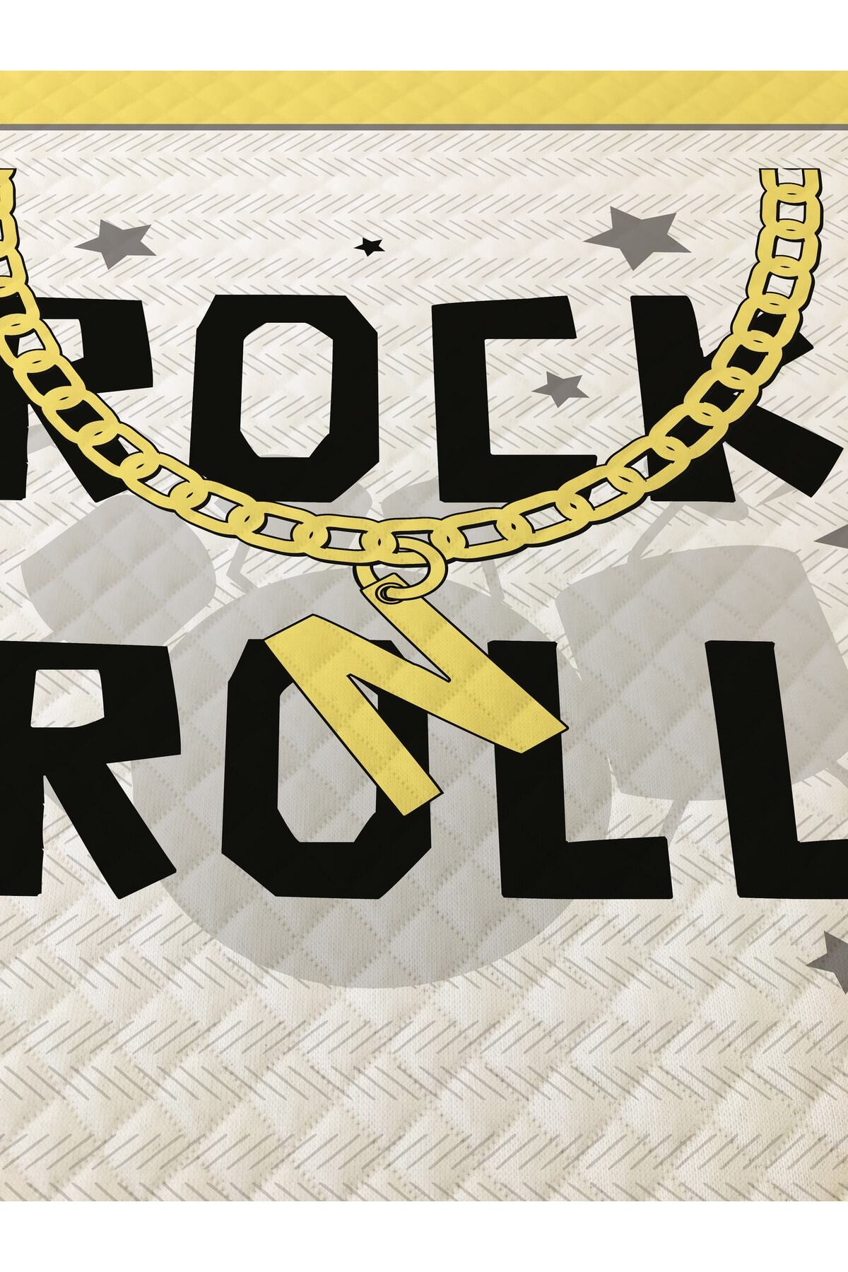 Rock Roll Desen Bebek Ve Çocuk Baskılı Tek Kişilik Pike Takımı 160x230 3