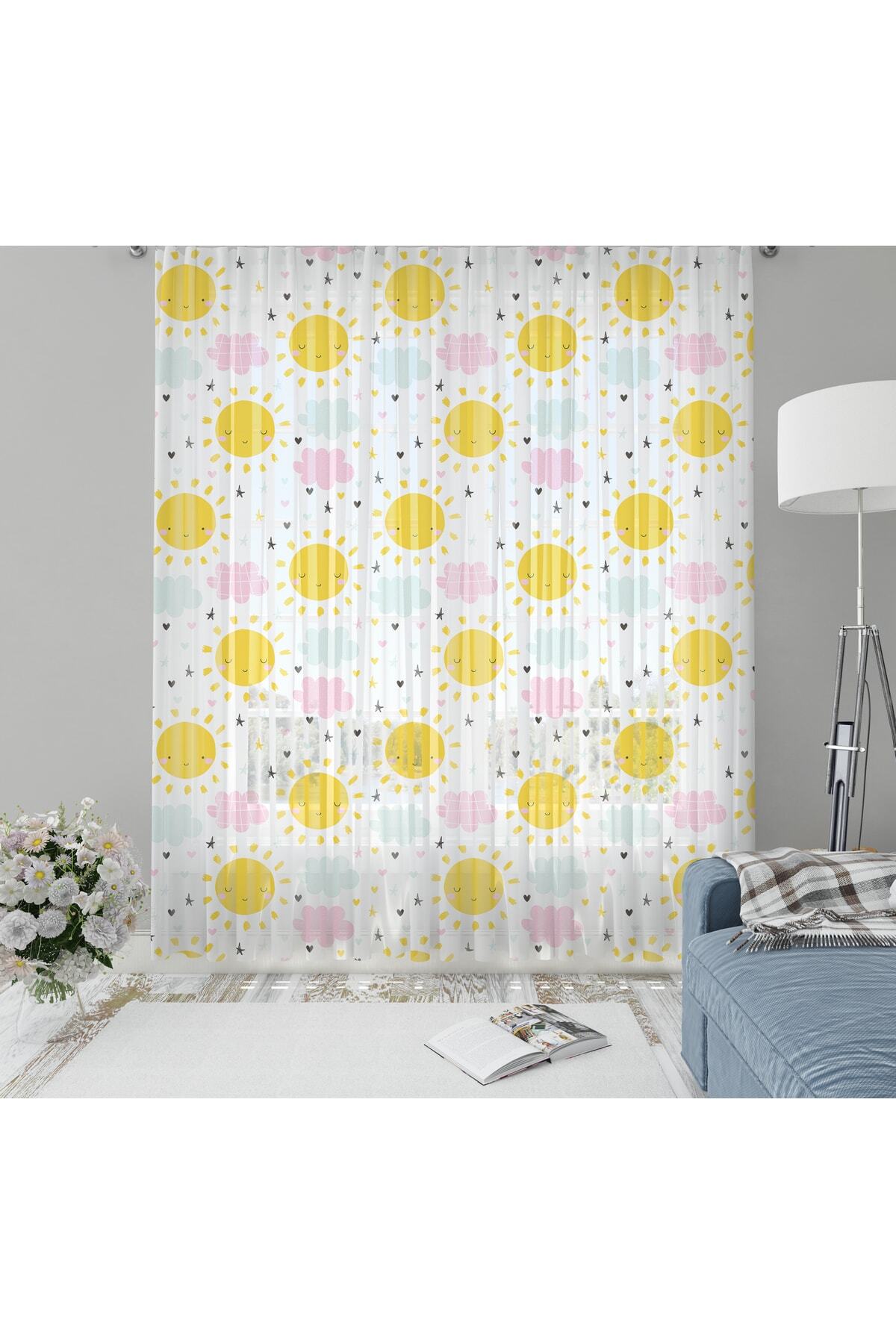 Children's Room Patterned Tulle Curtain