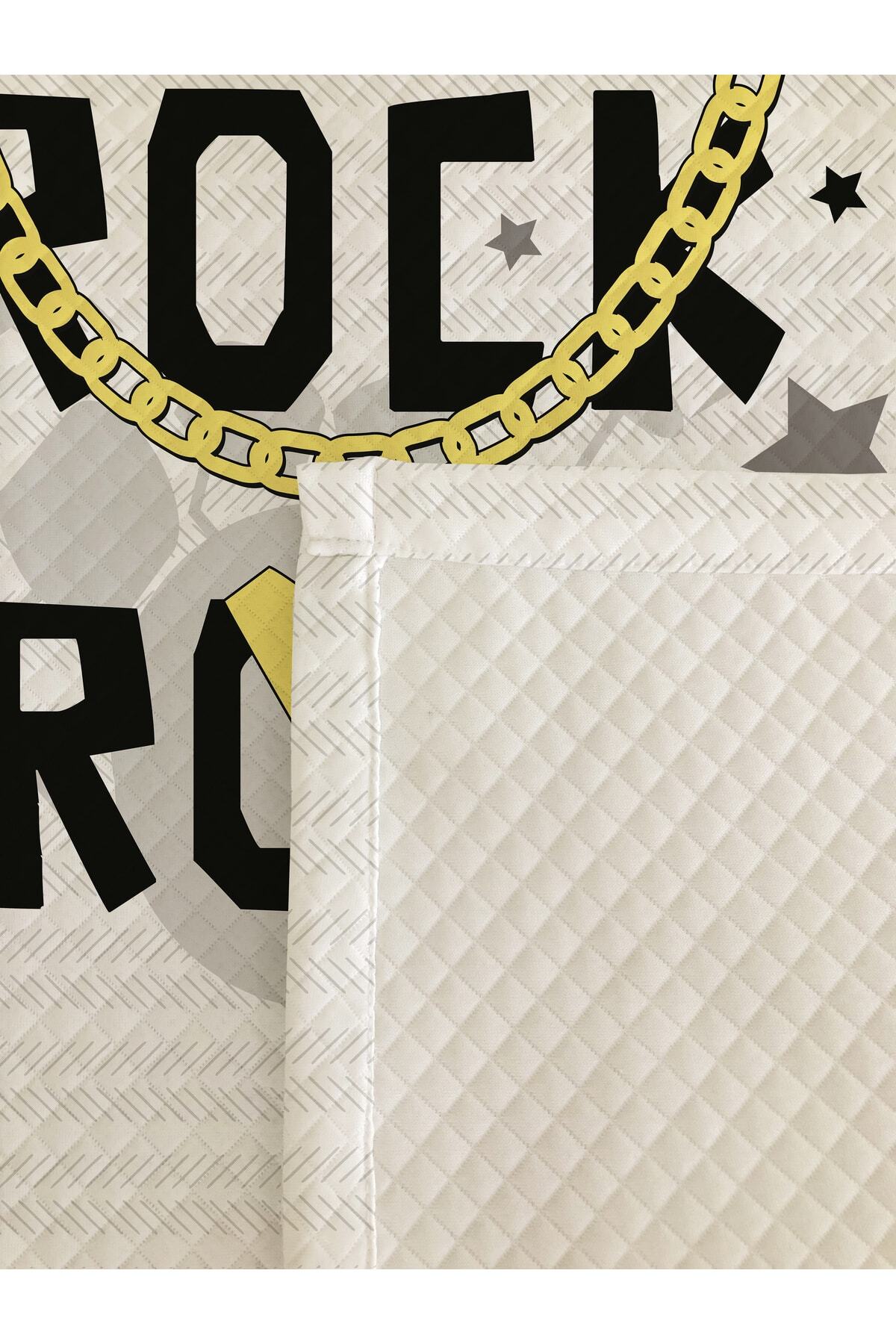 Rock Roll Desen Bebek Ve Çocuk Baskılı Tek Kişilik Pike Takımı 160x230 2
