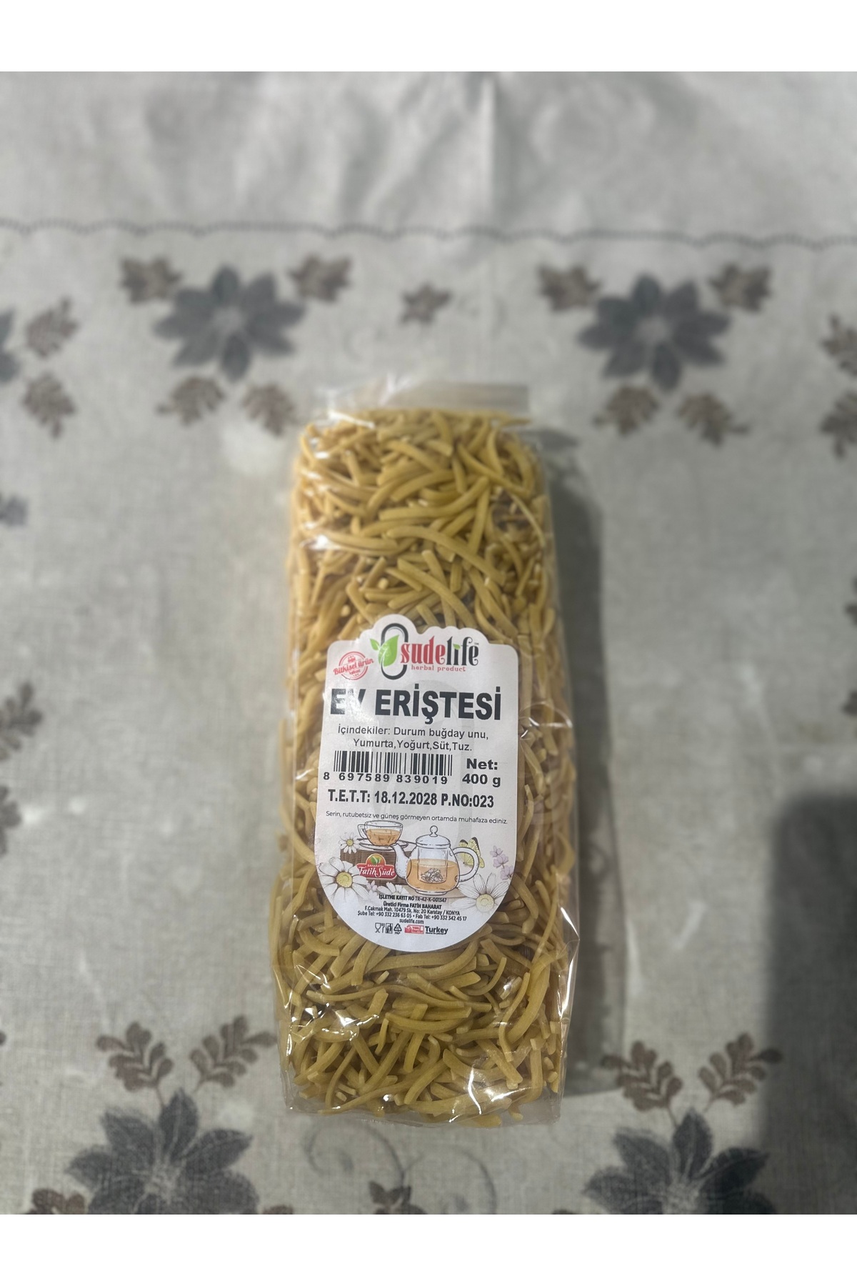 Yöresel Ev Usulü Sade Eriştesi 400 Gr