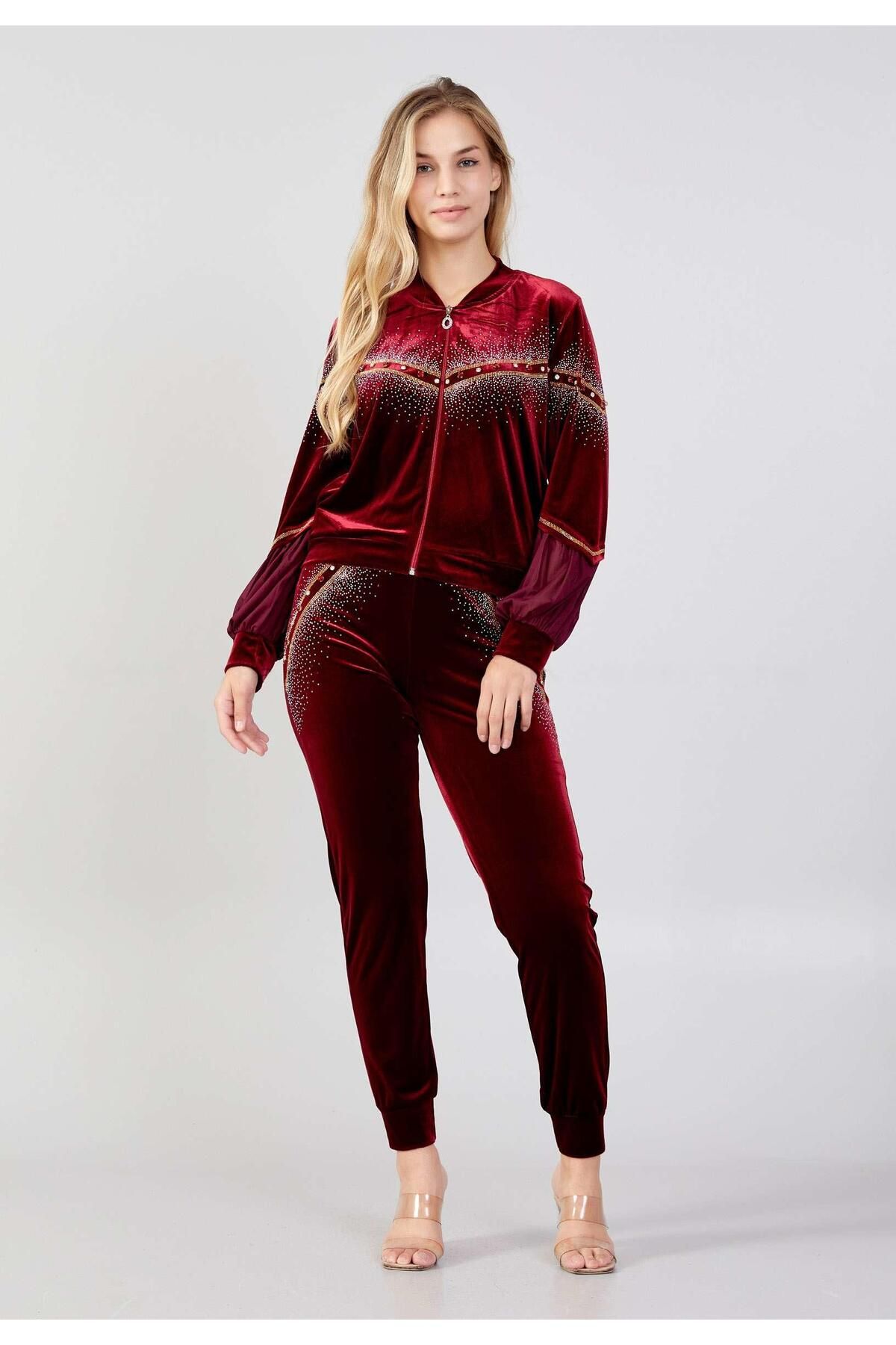 Burgundy on sale velvet sweatsuit