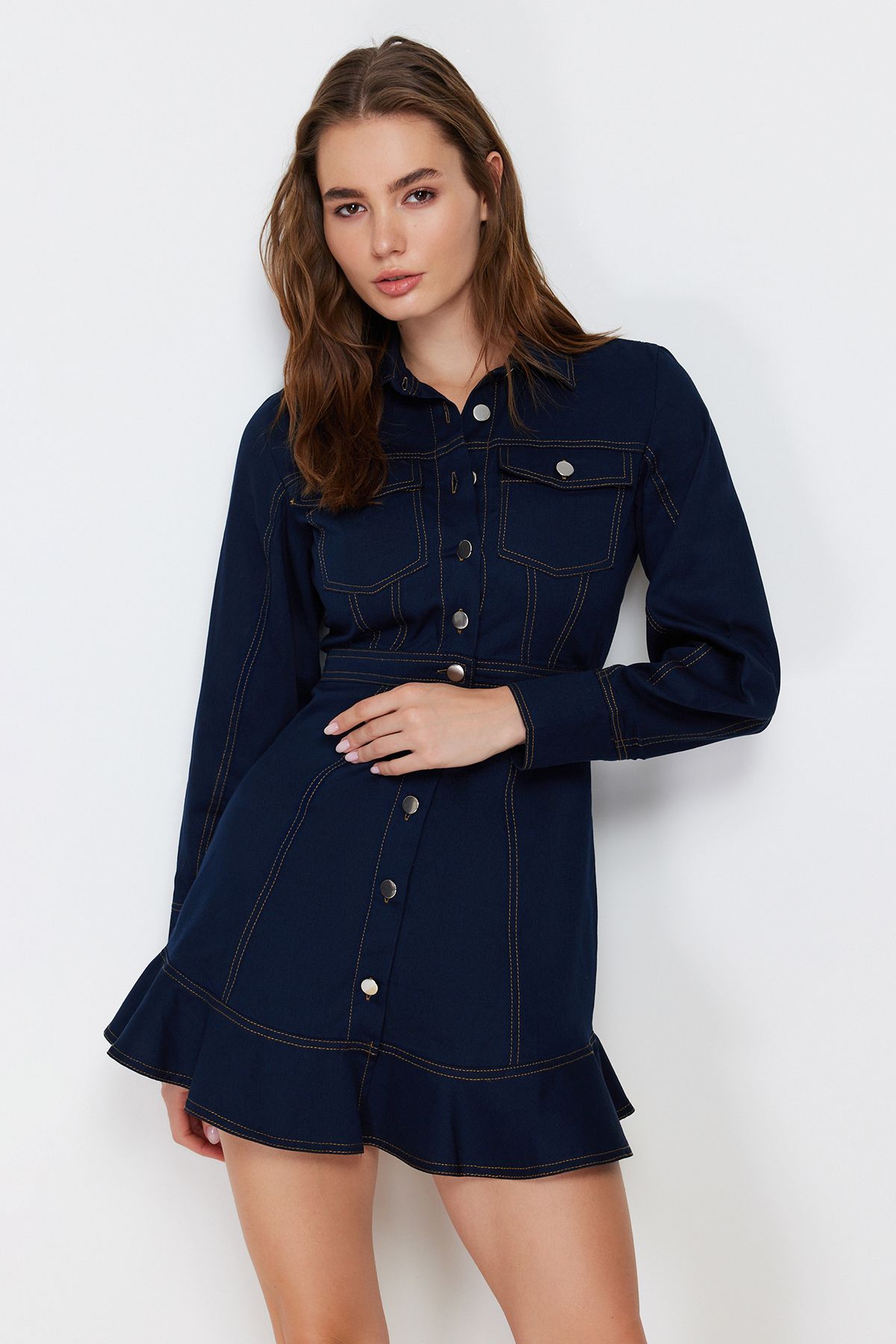 Dark blue top shirt dress