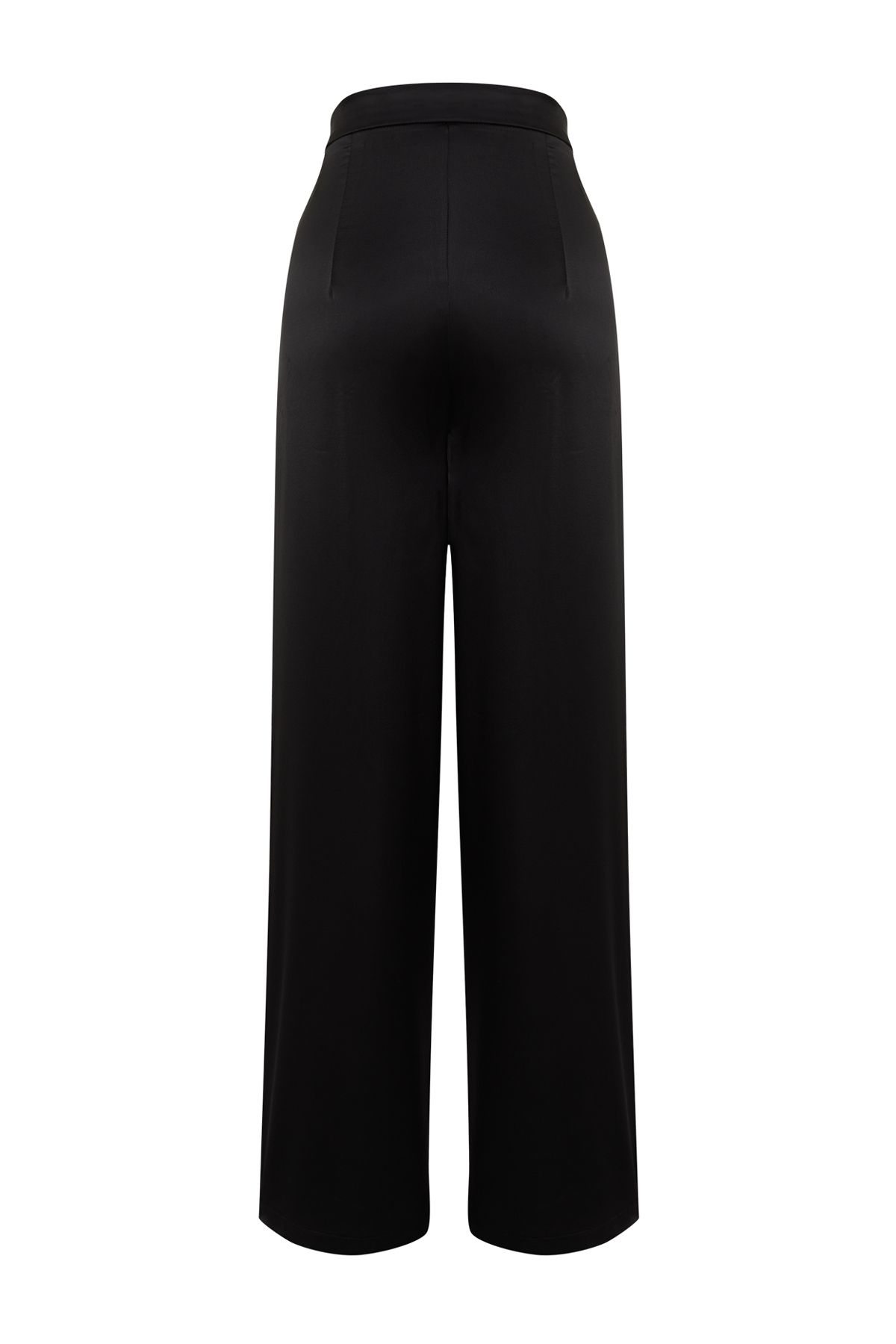 Trendyol Collection-Szatén szőtt fekete széles szárú nadrág - TPRSS24PL00005 7