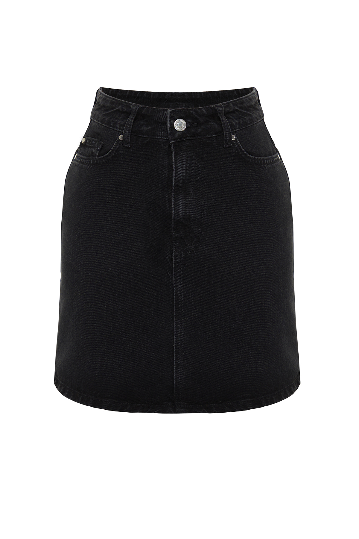 Trendyolmilla  More Sustainable Siyah Yüksek Bel Mini Denim Etek TWOSS24ET00063 - Görsel 6