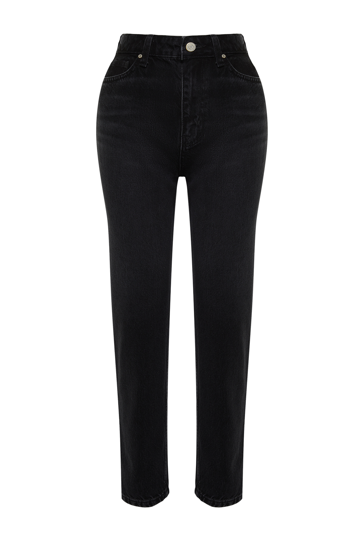 Trendyolmilla  Siyah Yüksek Bel Mom Jeans %100 Pamuk Non-Stretch TWOAW24JE00076 - Görsel 11