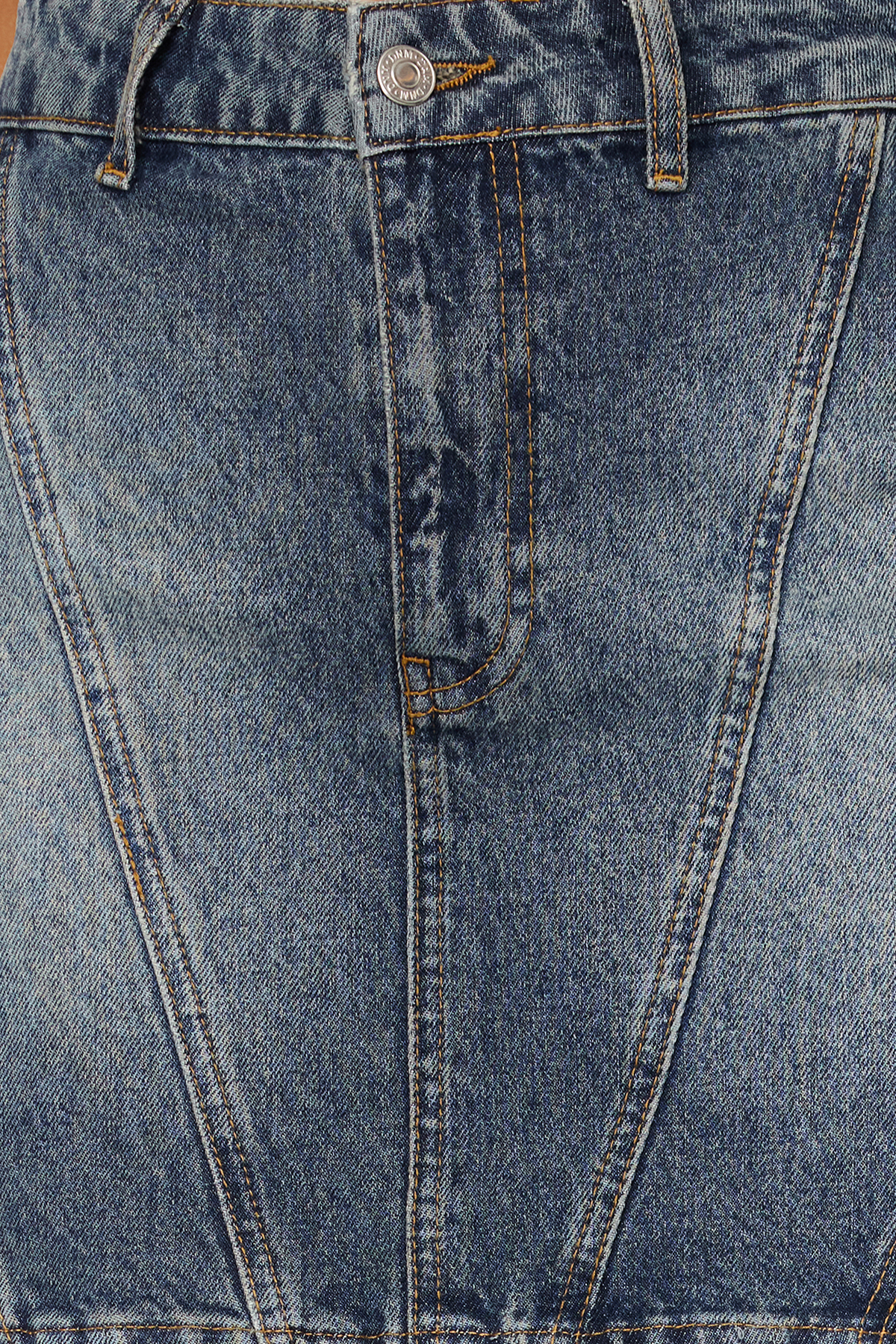 Trendyolmilla  More Sustainable Koyu Mavi Soluk Efekt Vintage Yüksek Bel Mini Denim Etek TWOSS24ET00082 - Görsel 5