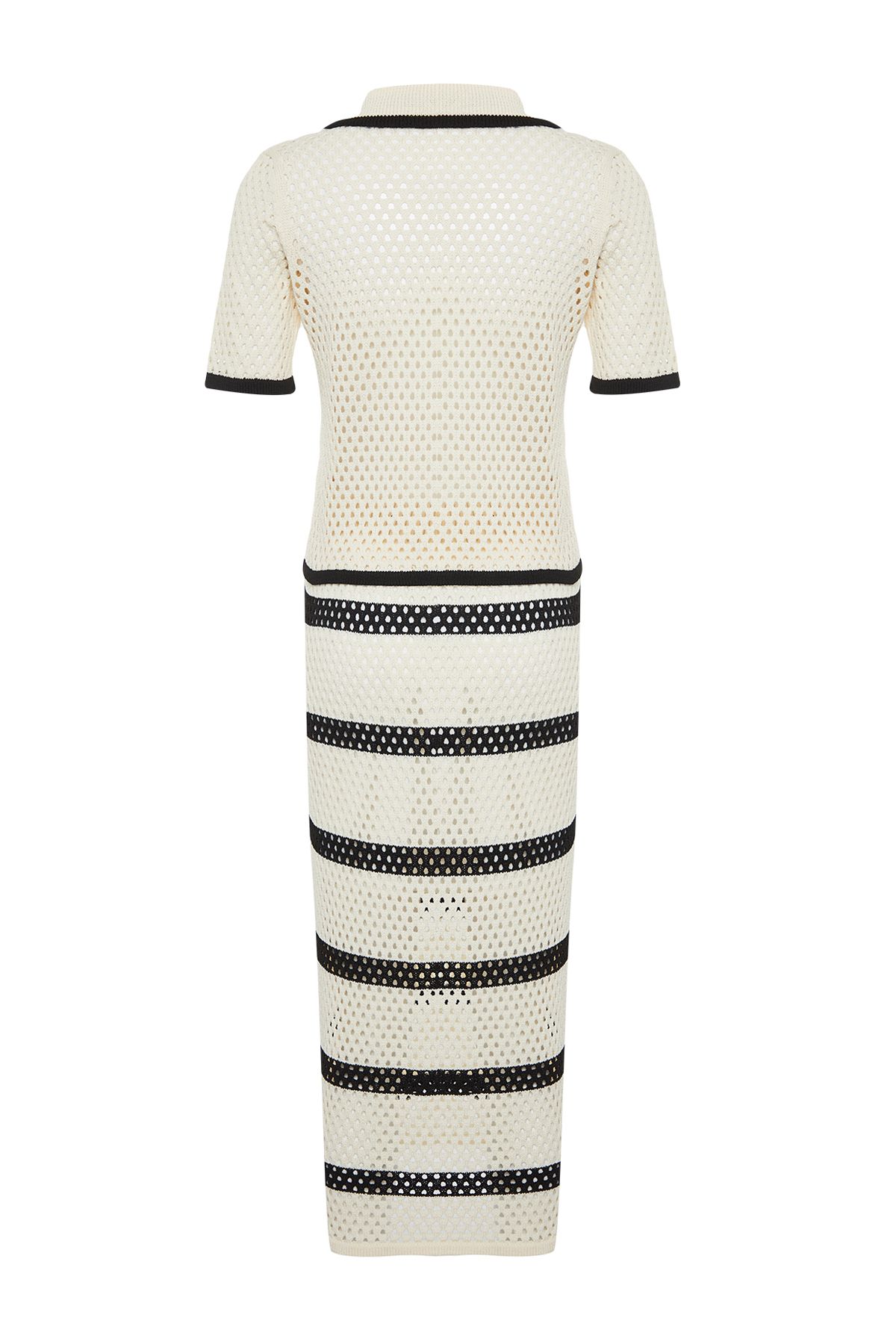 Trendyol Collection-Spódnica z ażurową podszewką z kości słoniowej/perforowana góra-dół TWOSS24AU00008 9