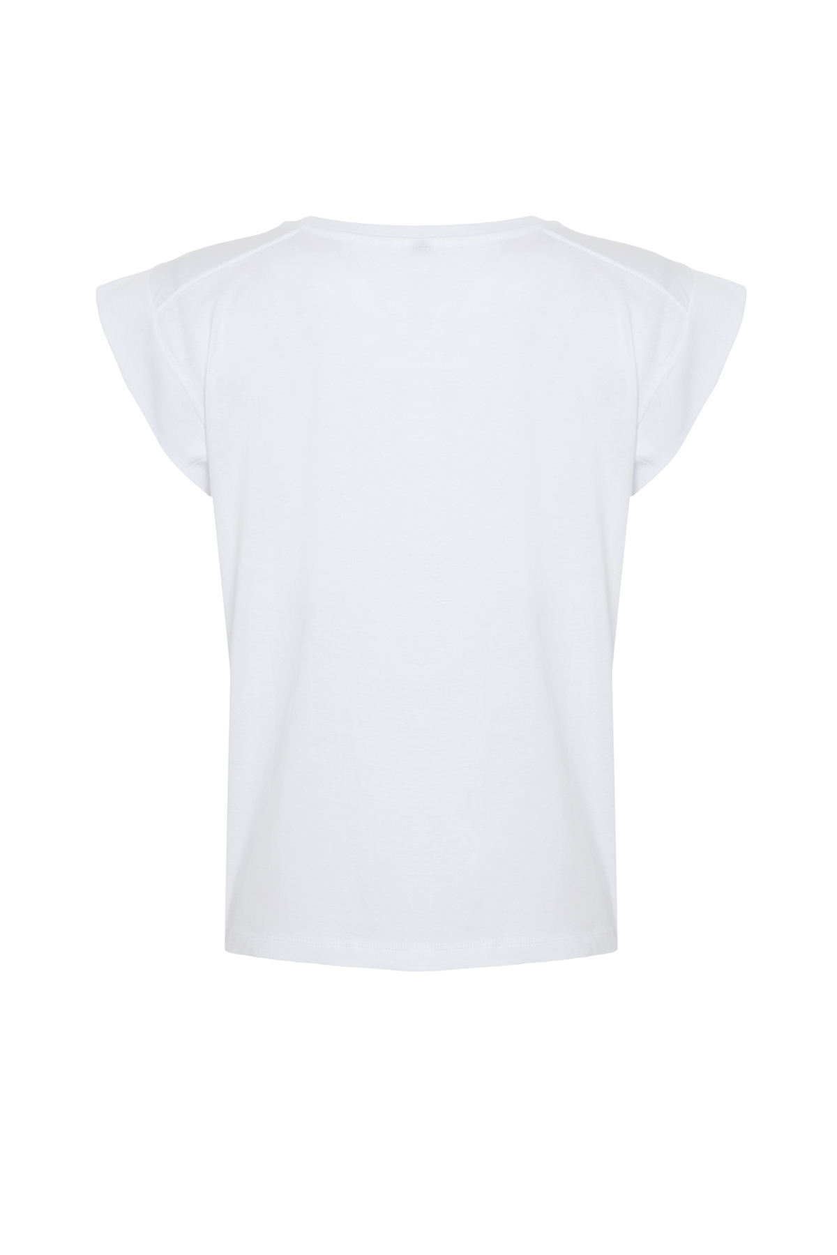 Trendyolmilla  Beyaz Ribana Detaylı Ay Kol Basic Örme T-Shirt TWOSS24TS00008 - Görsel 7