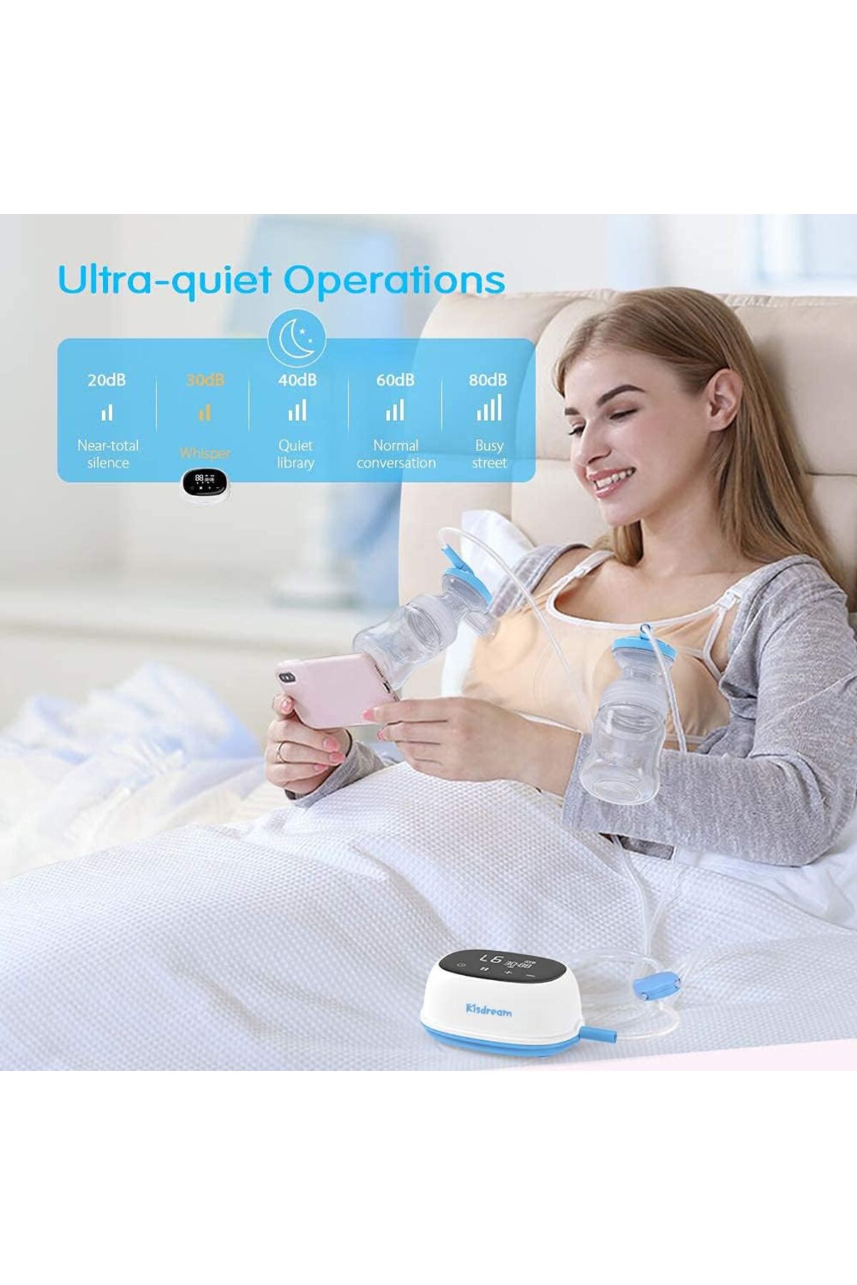 KİSDREAM Elektrikli Göğüs Pompası, Elektrikli Süt Pompası, Taşınabilir ve Çift Sağım fotoğrafı 6 (önizleme)