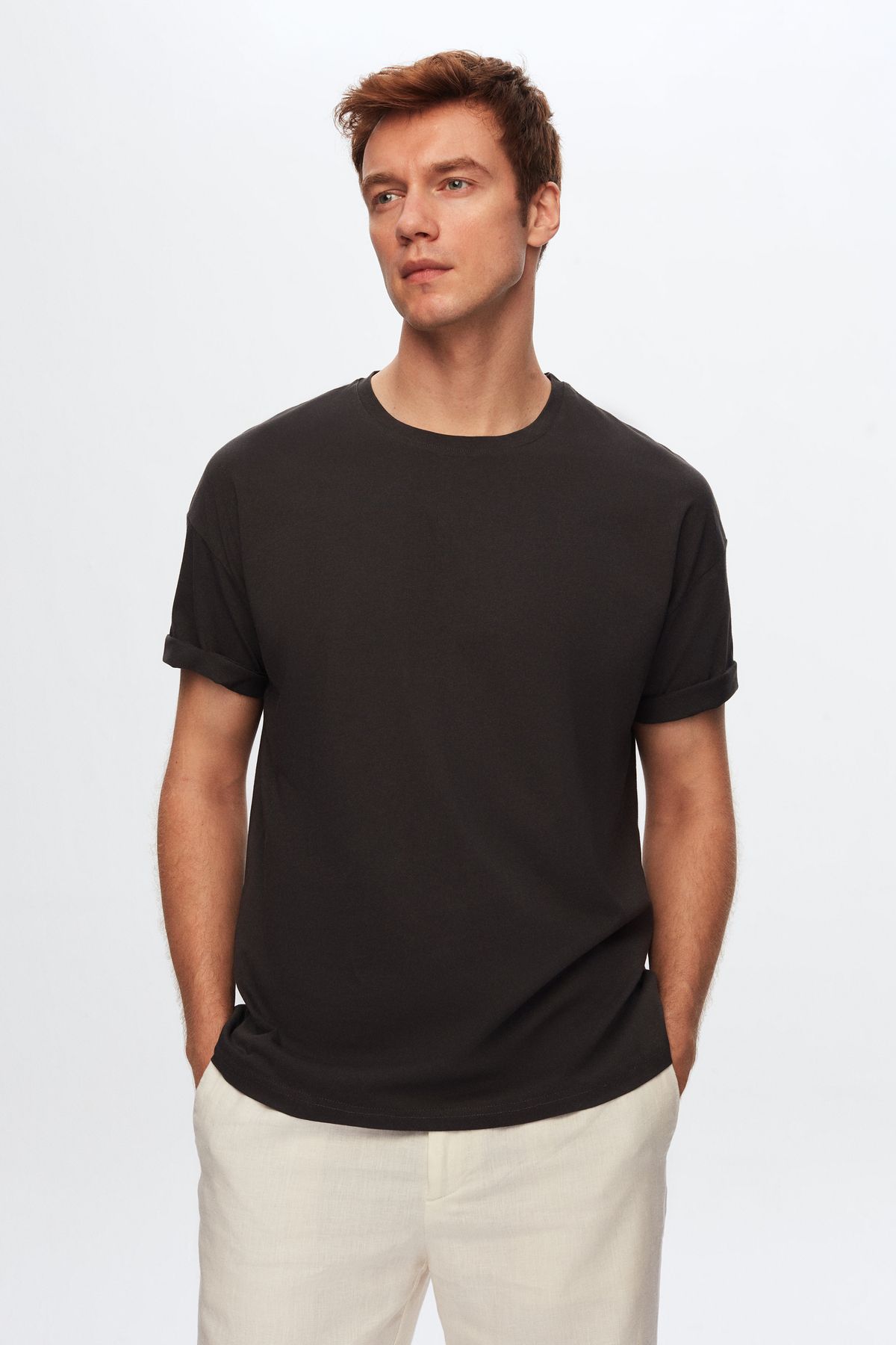D S Damat T shirt OVERSIZED Anthracite Color 100 Cotton Trendyol