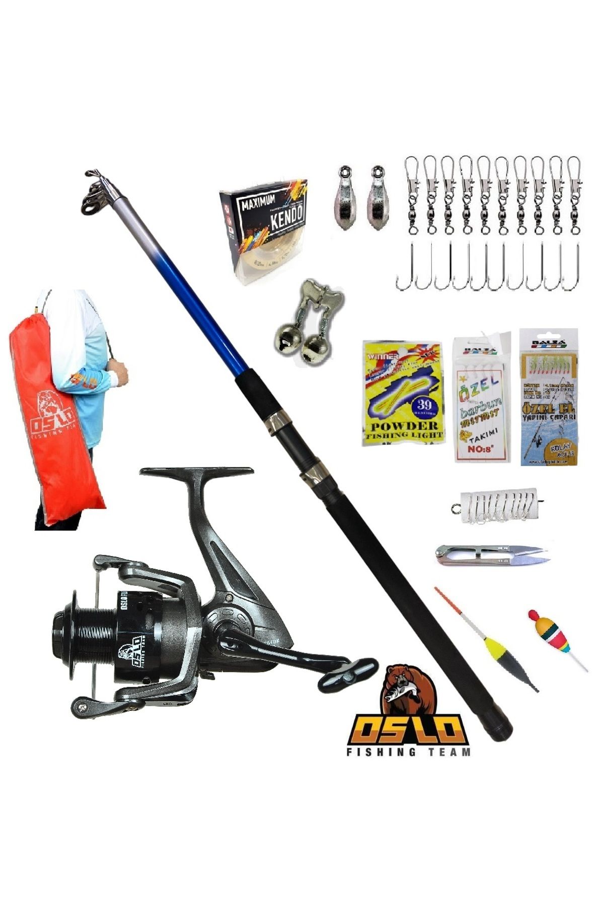 ست چوب ماهیگیری مجموعه ELBE OSLO FOX 6000 حرفه ای ساحلی Kendo