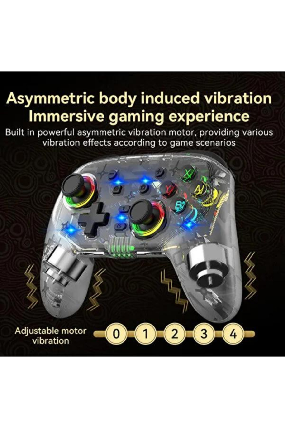 LOBO Rgb Kablosuz Şeffaf Gaming Ps4/Ps3/Pc/Switch/İos Uyumlu Gaming Kol Wirelles Controller Saydam 4