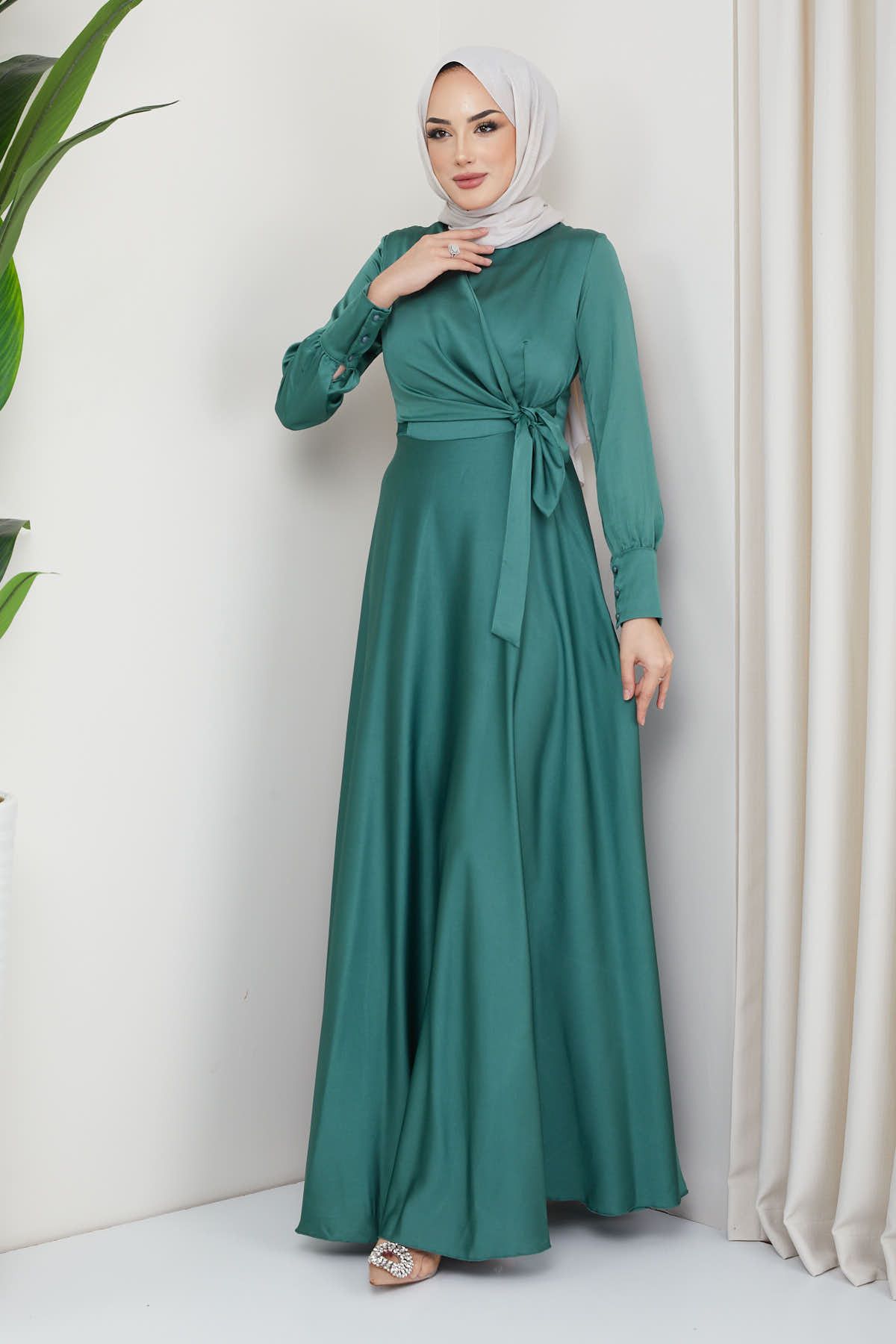 Dark mint green top dress