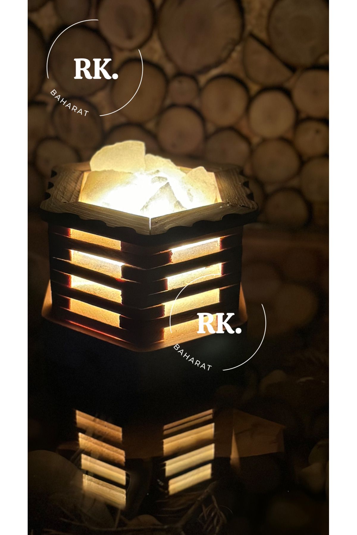 چراغ رومیزی و خواب چند رنگ Lamp مدل چوبی شش ضلعی RK Baharat