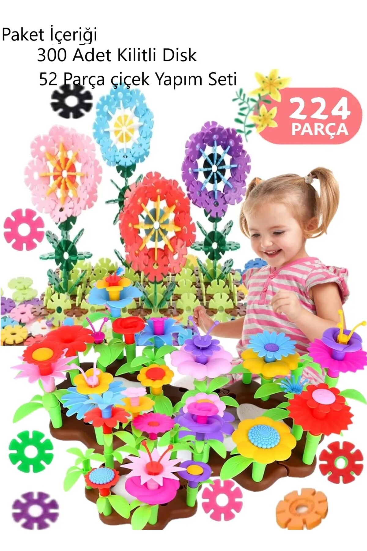 Hyd Kilitli Diskler Puzzle Yapım Seti Çiçek Eğitici Oyuncak Ikili