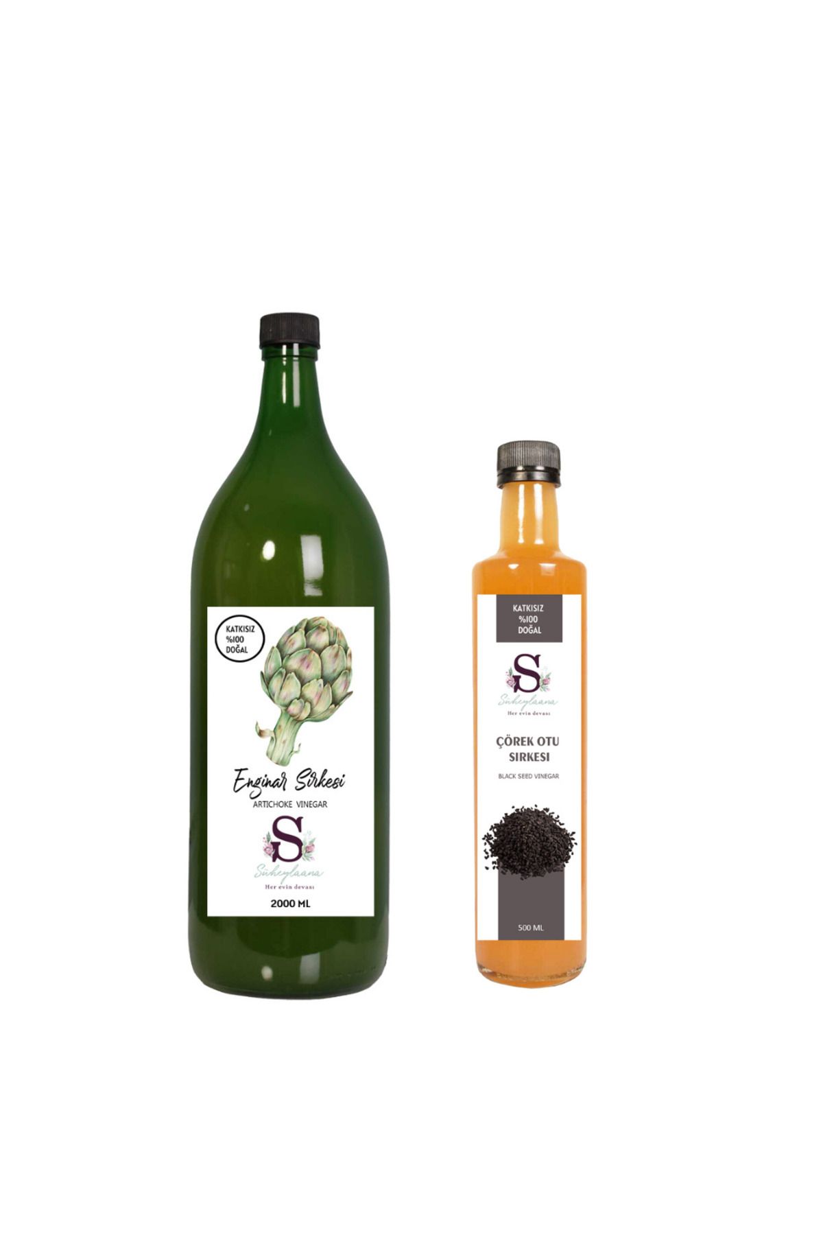 Doğal Enginar Sirkesi 2000 Ml - Doğal Çörek Otu Sirkesi 500 Ml