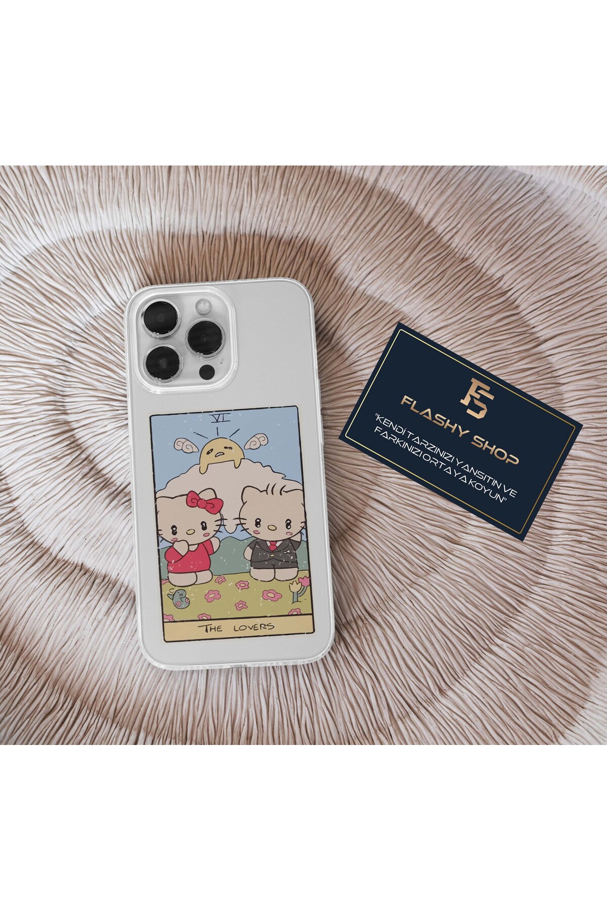 Hello Kity Lovers Tarot Card Design Transparent Case for Samsung Galaxy A35 Compatible