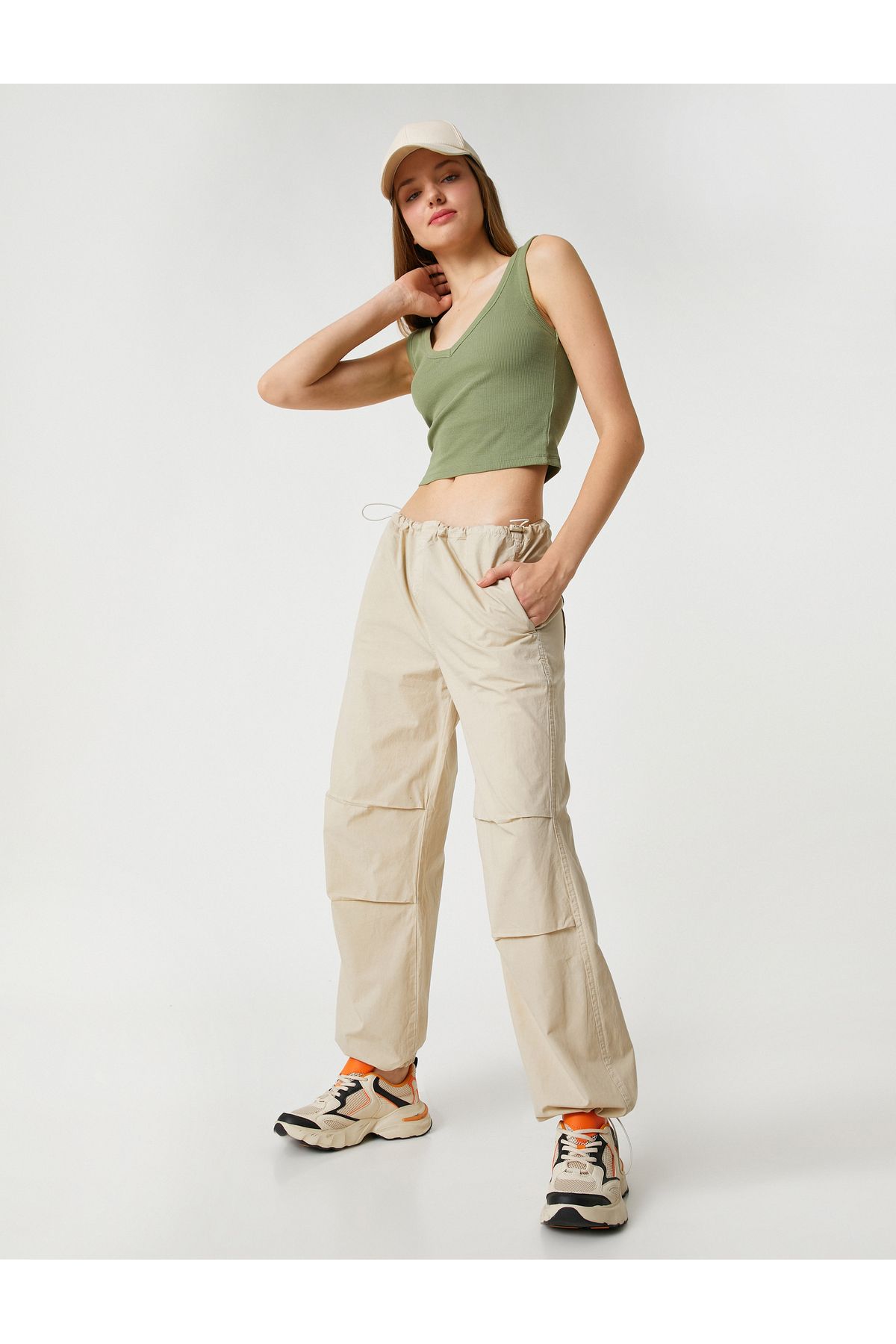 Güneşkızı Women's Stone Waist Elastic Pocket Wide Leg Soft Textured Loose  Trousers Bst3391 - Trendyol