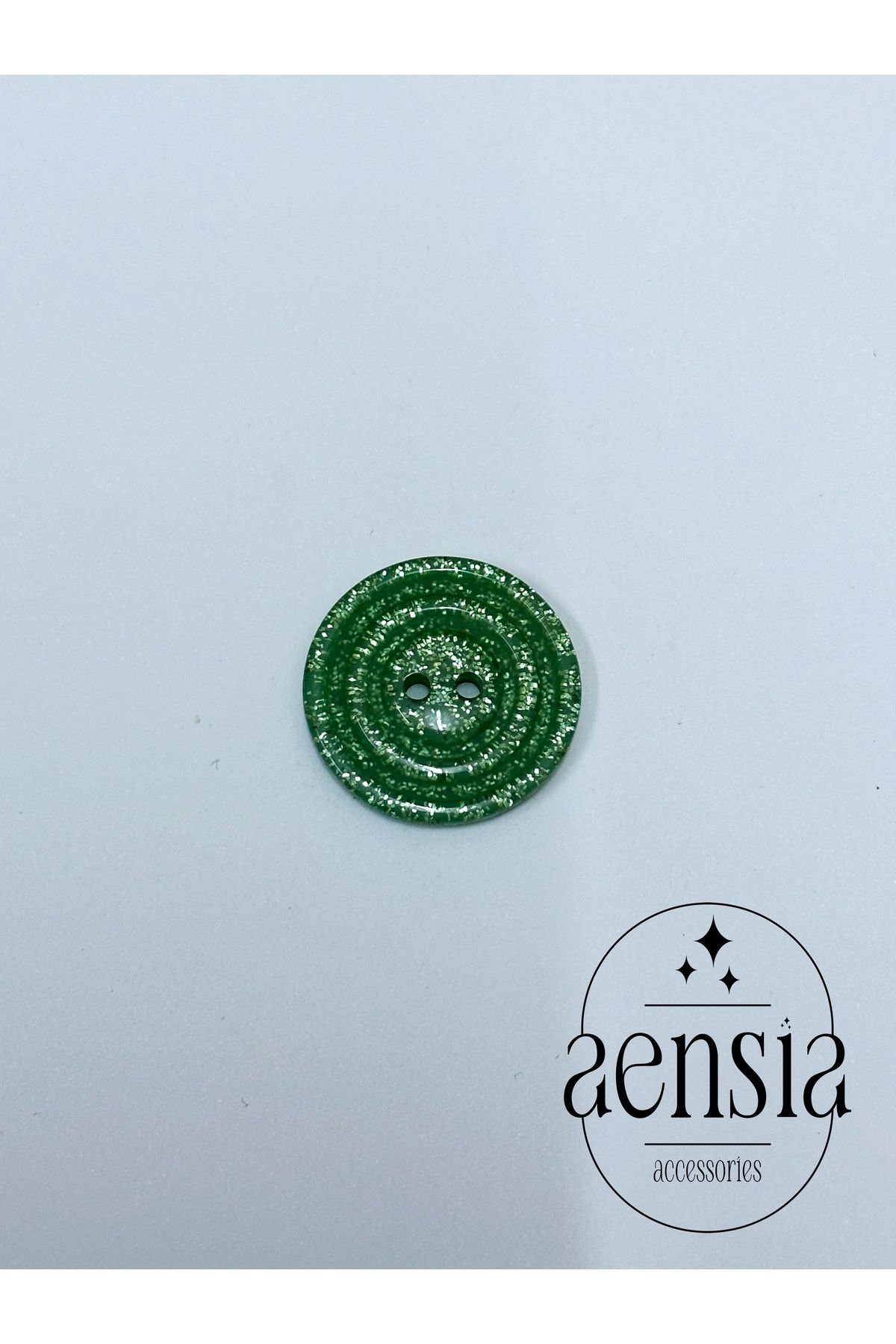 aensia-Green Glitter Inside Shiny Plain Two Hole Button Polyester Button Coat Jacket Button (2.54cm) - Pack of 6 3