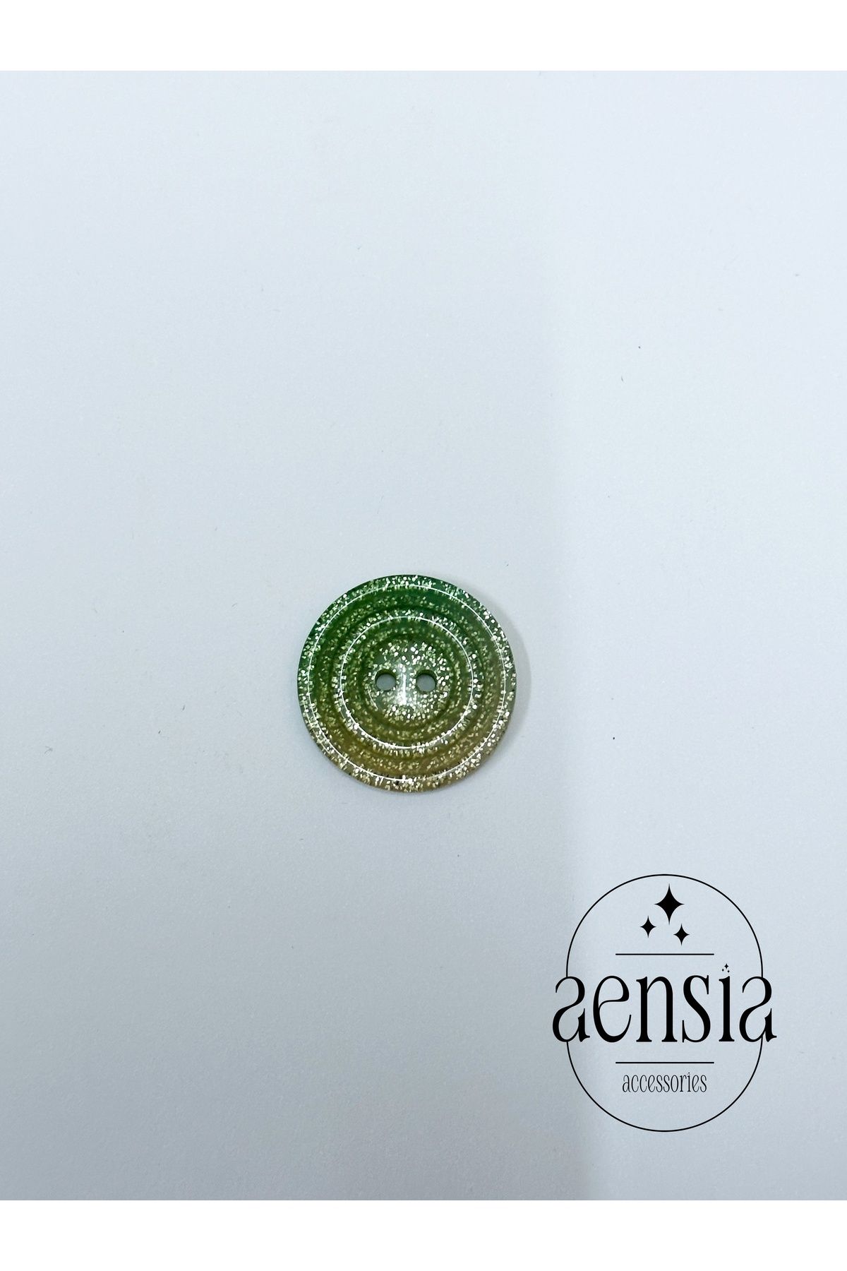 aensia-Green-Light Yellow Ombre Inside Glittered Button Polyester Button Flat 2 Holes Coat Button (2.54cm) - Pack of 6 3
