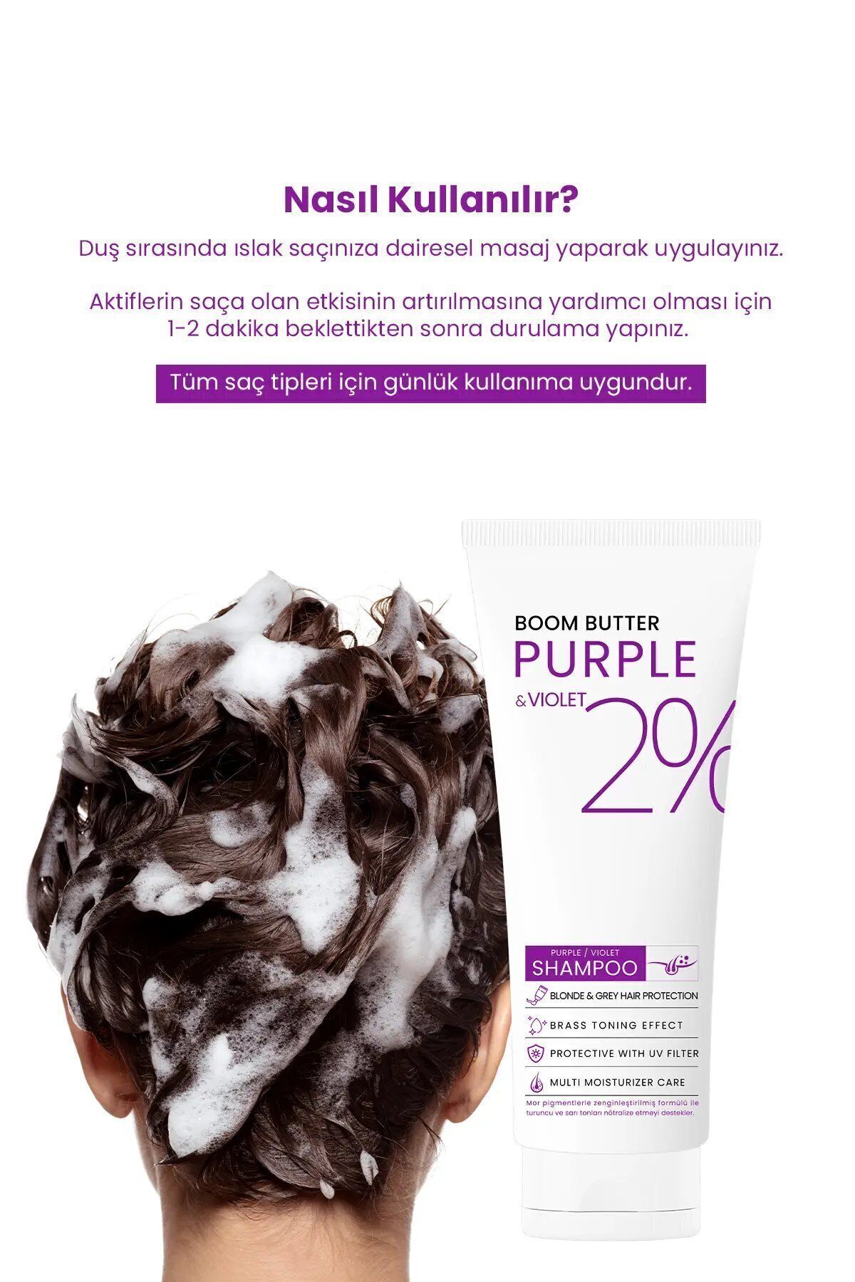 BOOM BUTTER-250 ML Purple Purple Color and Hair Protection Shampoo 6