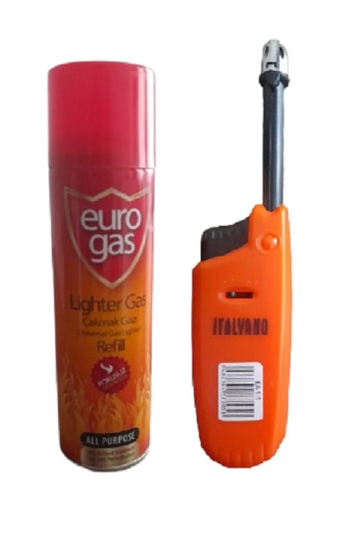 İtalyano EURO GAS ÇAKMAK GAZI+İTALYANO UZAYAN MUTFAK ÇAKMAĞI 2Lİ SET