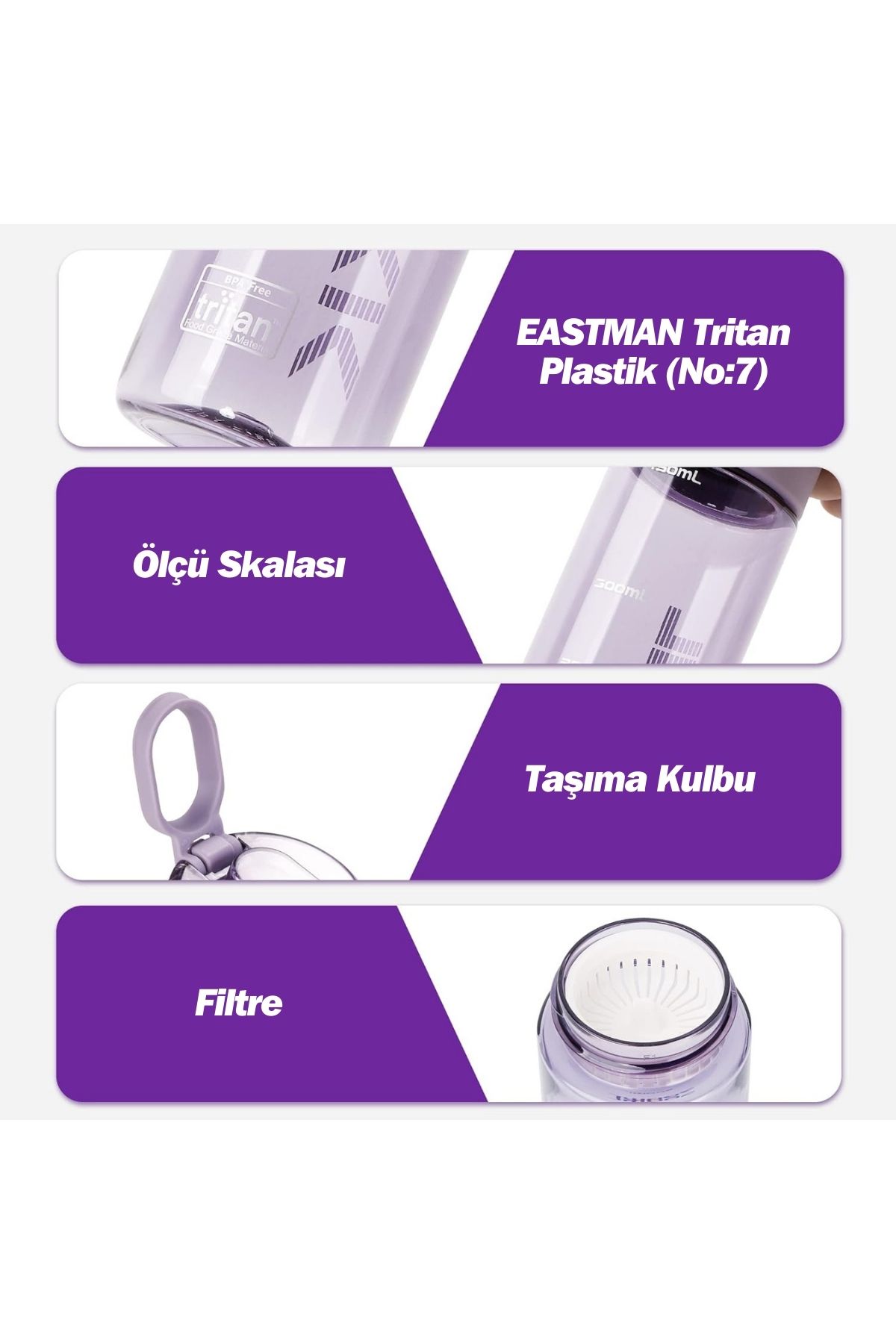 قمقمه ورزشی بنفش دسته حمل و نقل TKK 450ml در مقیاس پوشش قفل قابل راحت جریان آب تریتان Vagonlife