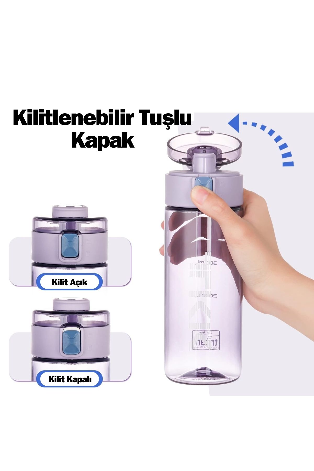 قمقمه ورزشی بنفش دسته حمل و نقل TKK 450ml در مقیاس پوشش قفل قابل راحت جریان آب تریتان Vagonlife