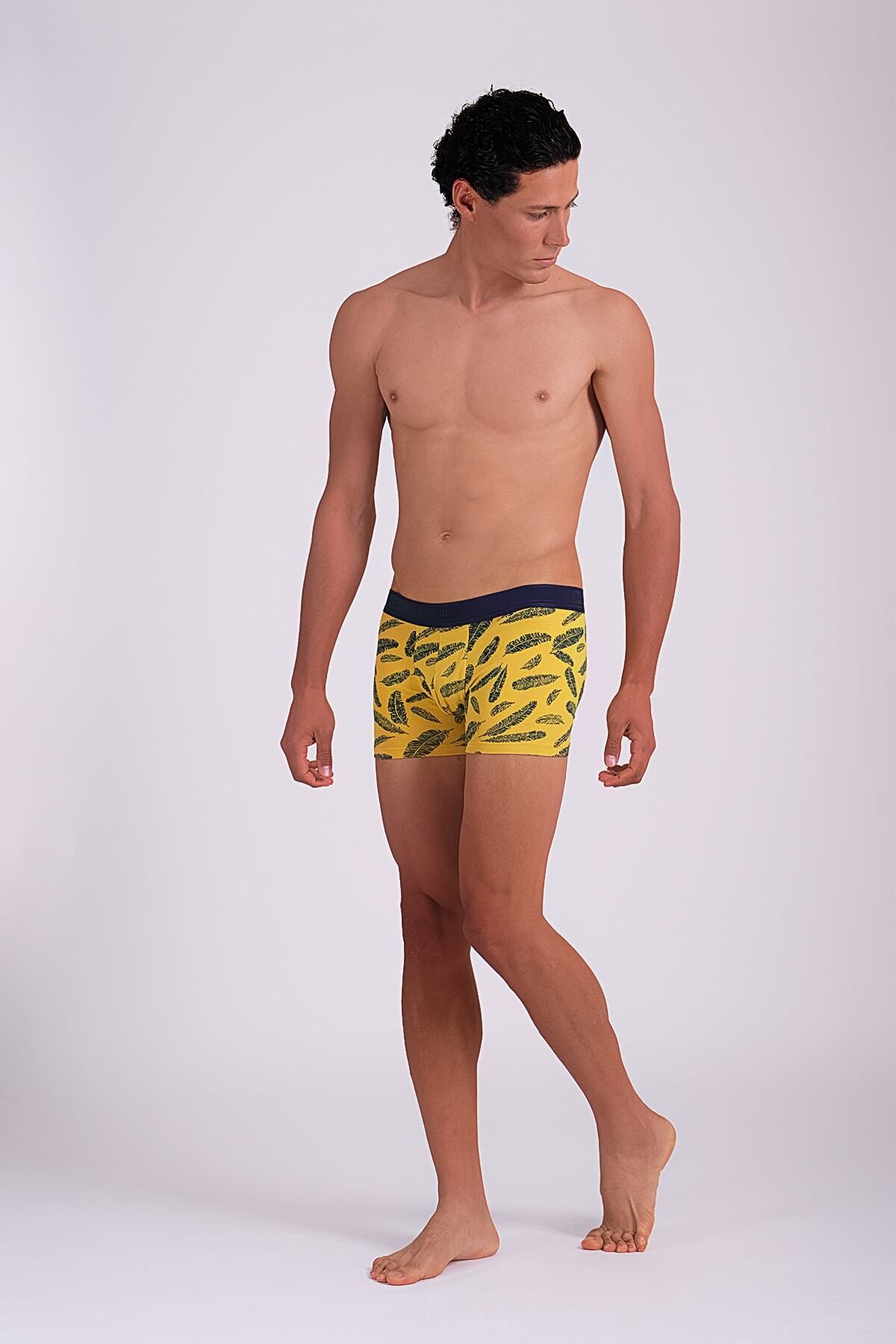 Dagi-Yellow Compact Leaf Pattern Boxer 2