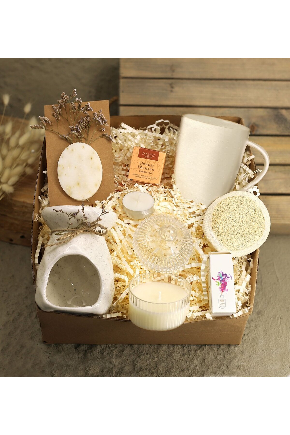 Censer & Censer Essence & Cup & Facial Washcloth & Teashop Tea & Lid Candle & Soap Gift Set
