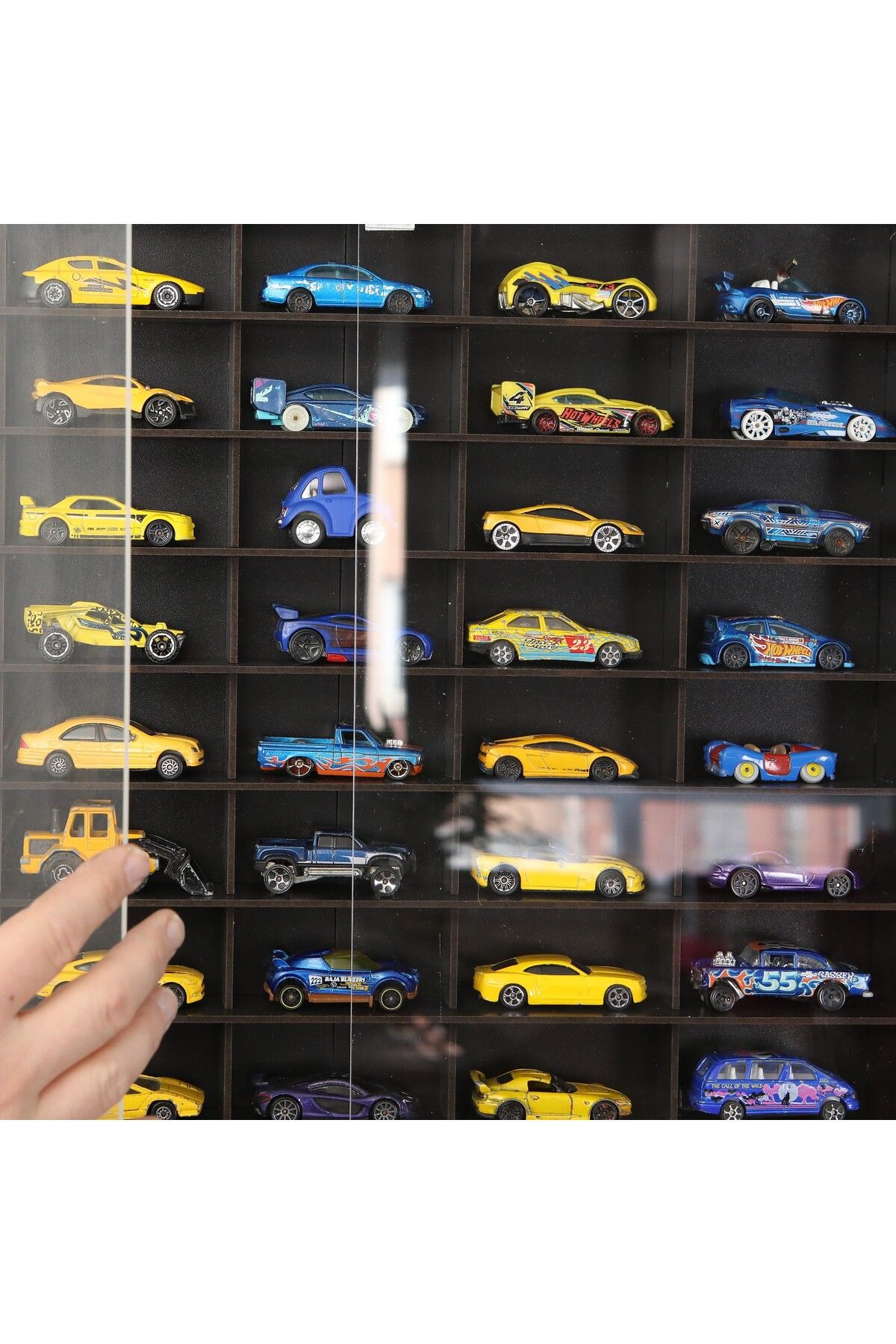 Pleksi Kapaklı 1/64 Hotwheels Matchbox Oyuncak Hobi Koleksiyon Model Araç Rafı Siyah